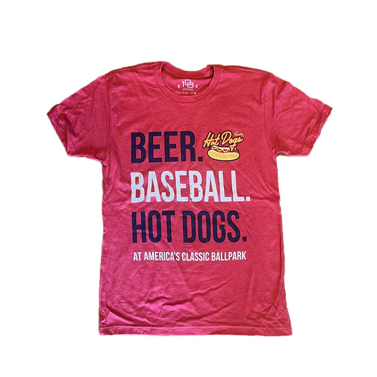 108 Stitches Red Beer Baseball Hot Dogs T-Shirt