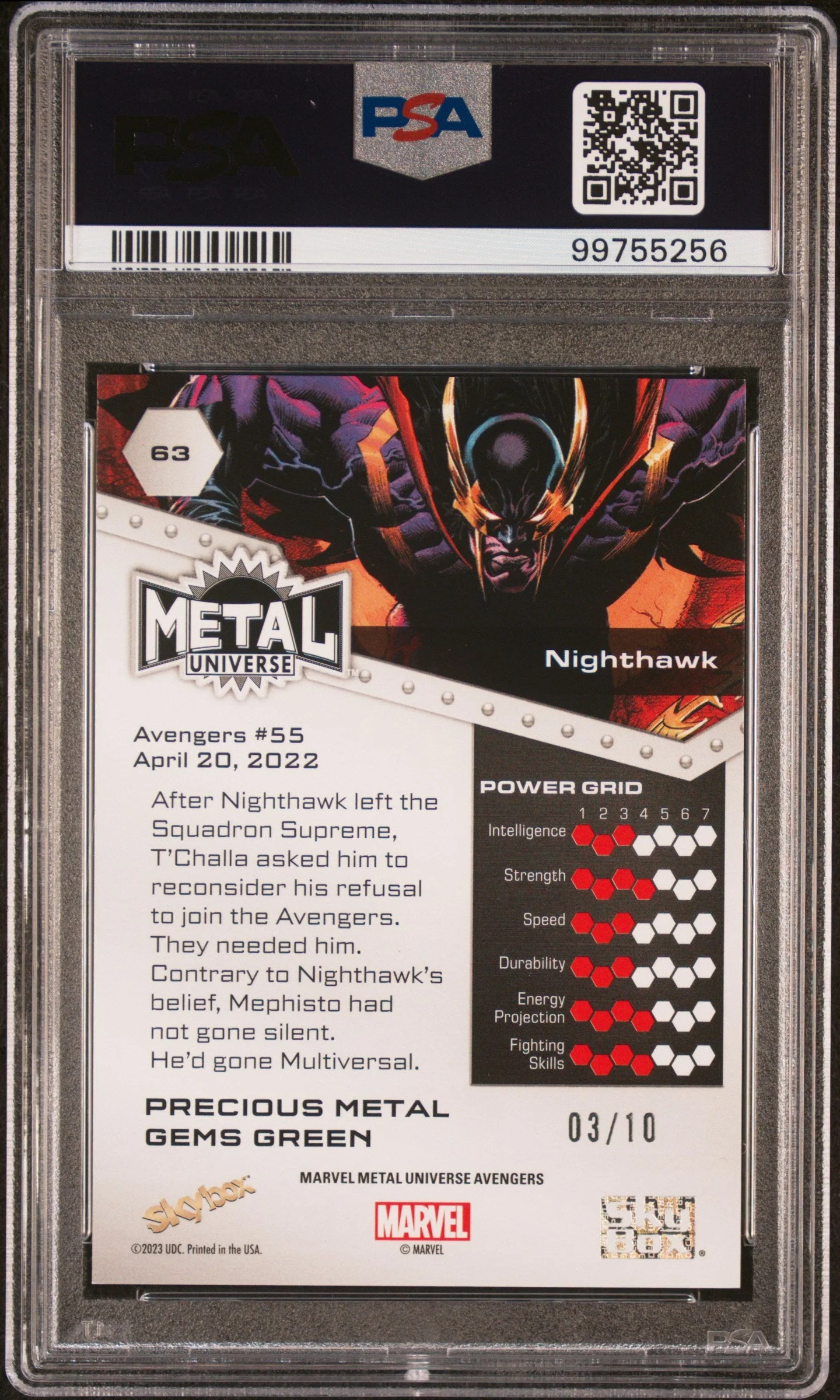 2024 Skybox Metal Universe Avengers Nighthawk /10 - Image 2