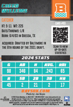 2025 Baysox Baseball Cards Trading Cards Full Team Set - Image 2