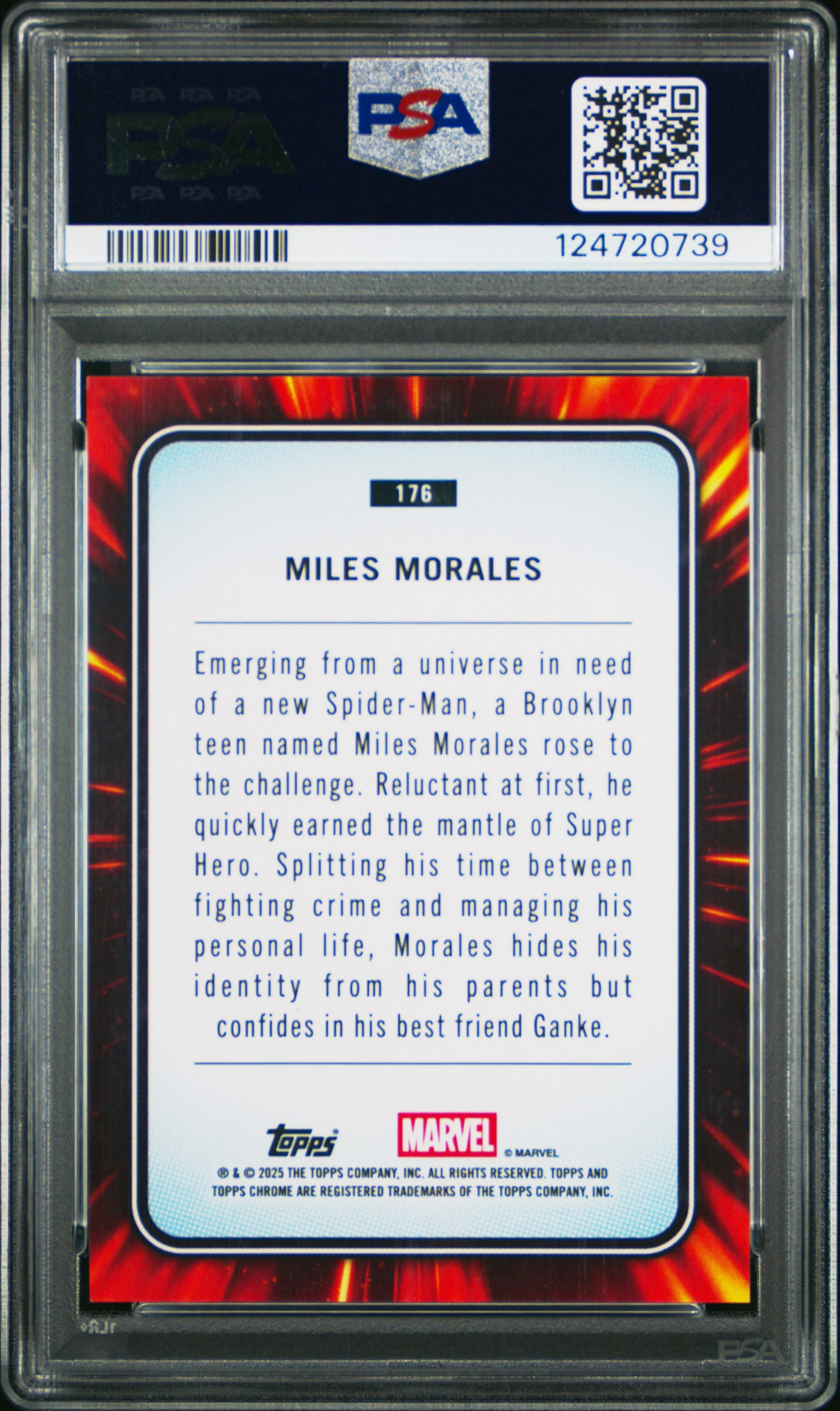 2025 Topps Chrome Marvel Miles Morales #176 PSA 8 - Image 2
