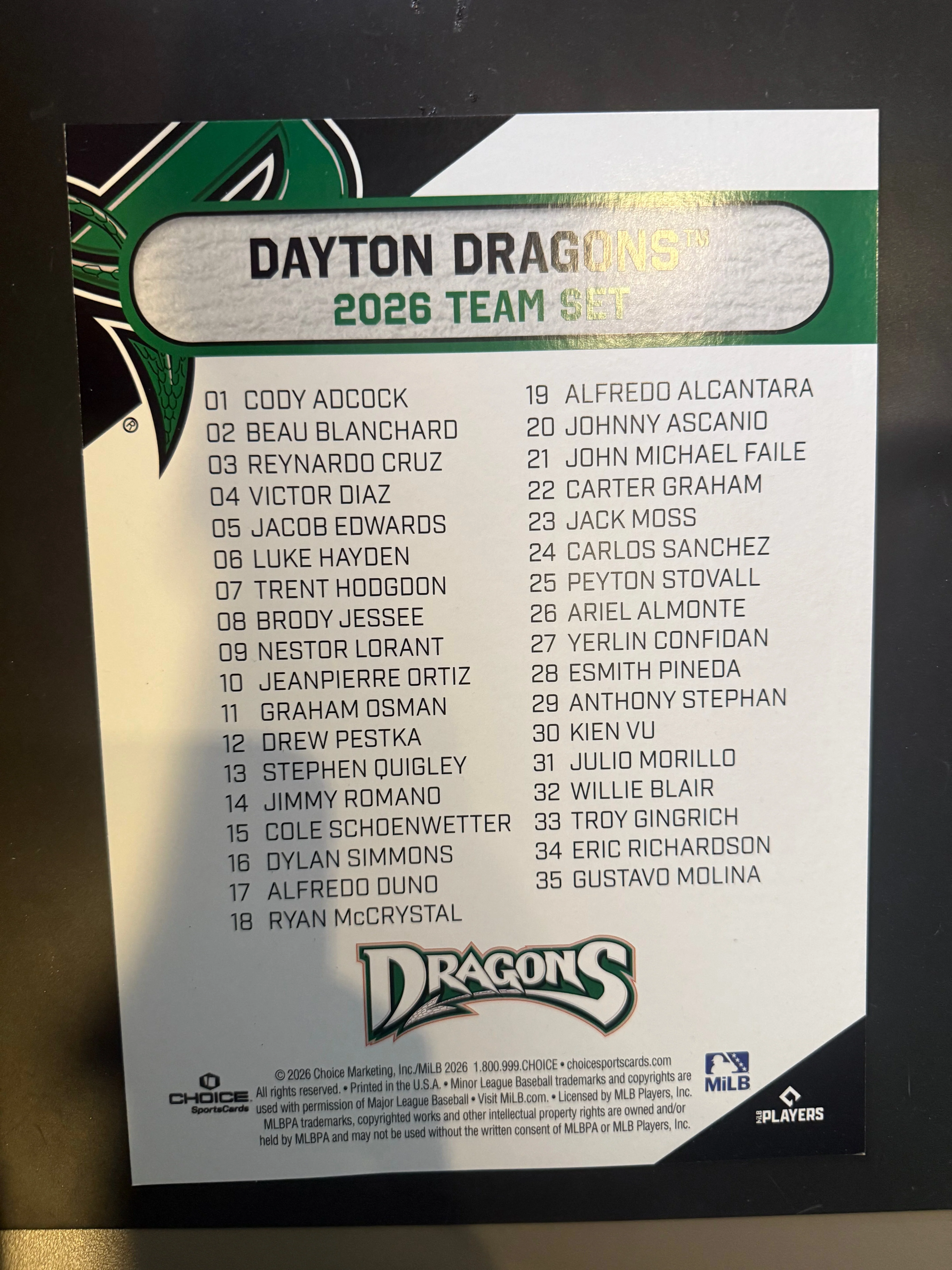 2026 Dayton Dragons Team Set - Image 3