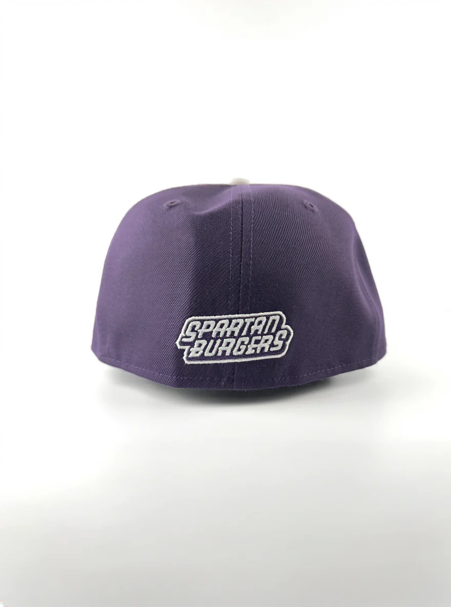 5950 New Era Fitted Purple Burger Logo Cap - Image 3