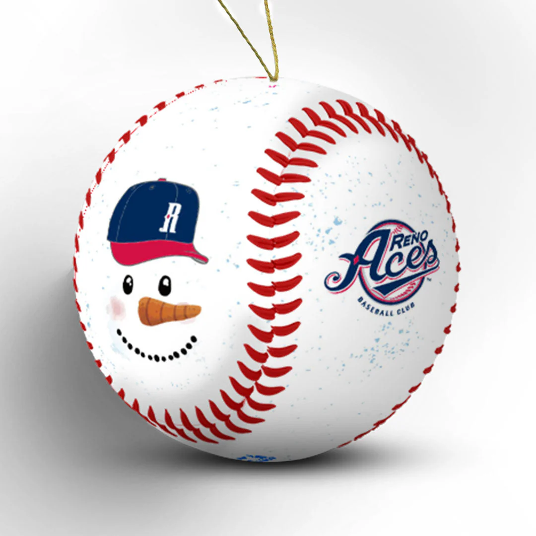Reno Aces Snowman Baseball Ornament