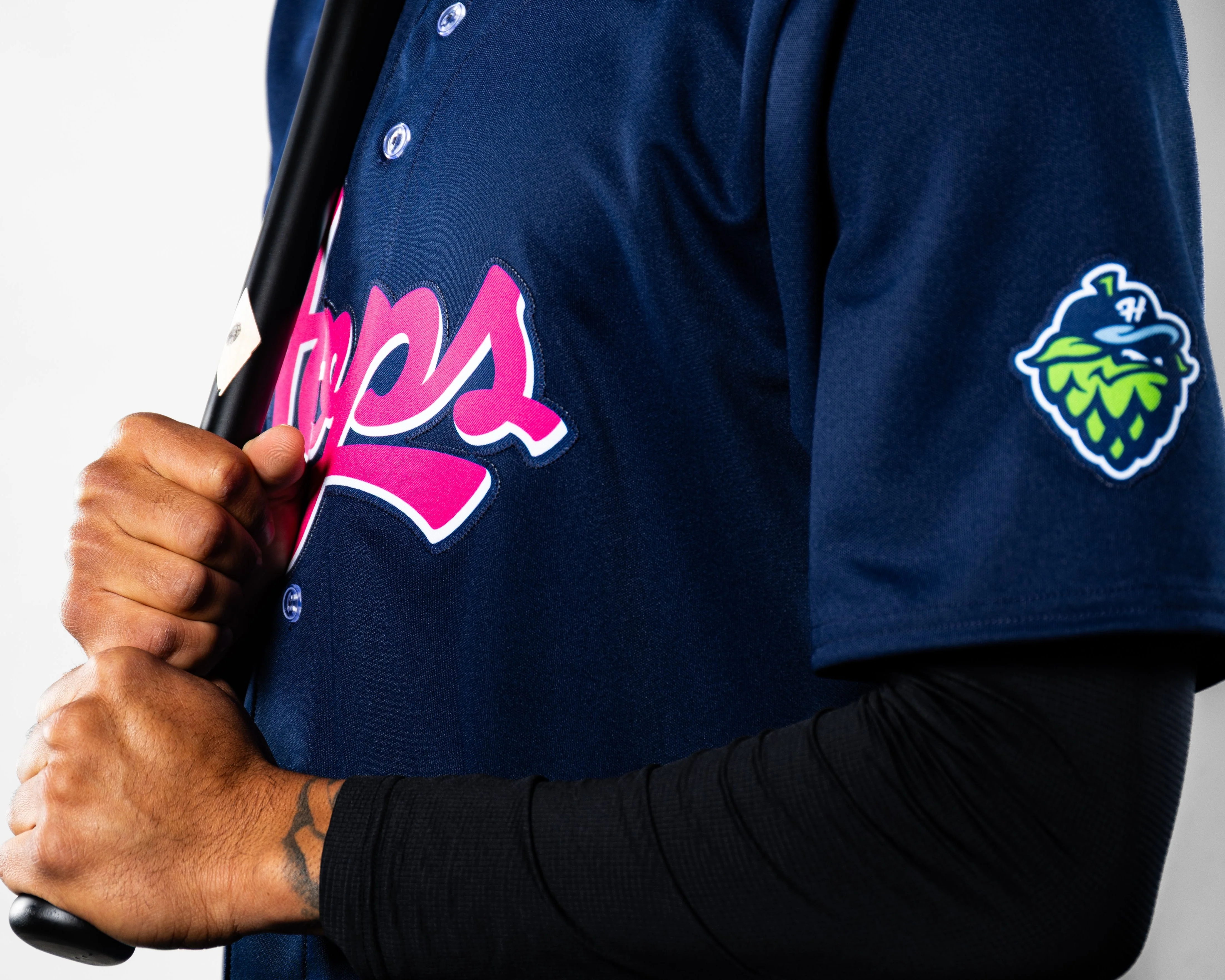 adidas Official Replica Pink Jersey, Hillsboro Hops - Image 3