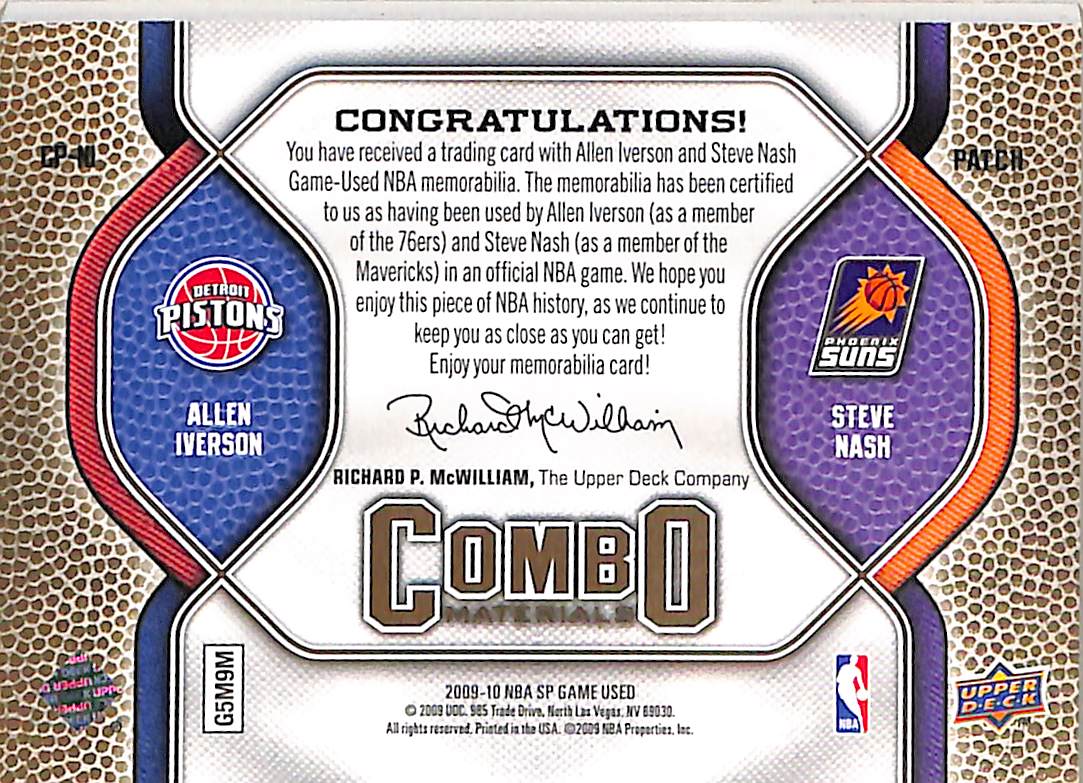 Allen Iverson Steve Nash 2009 SP Game Used Combo - Image 2