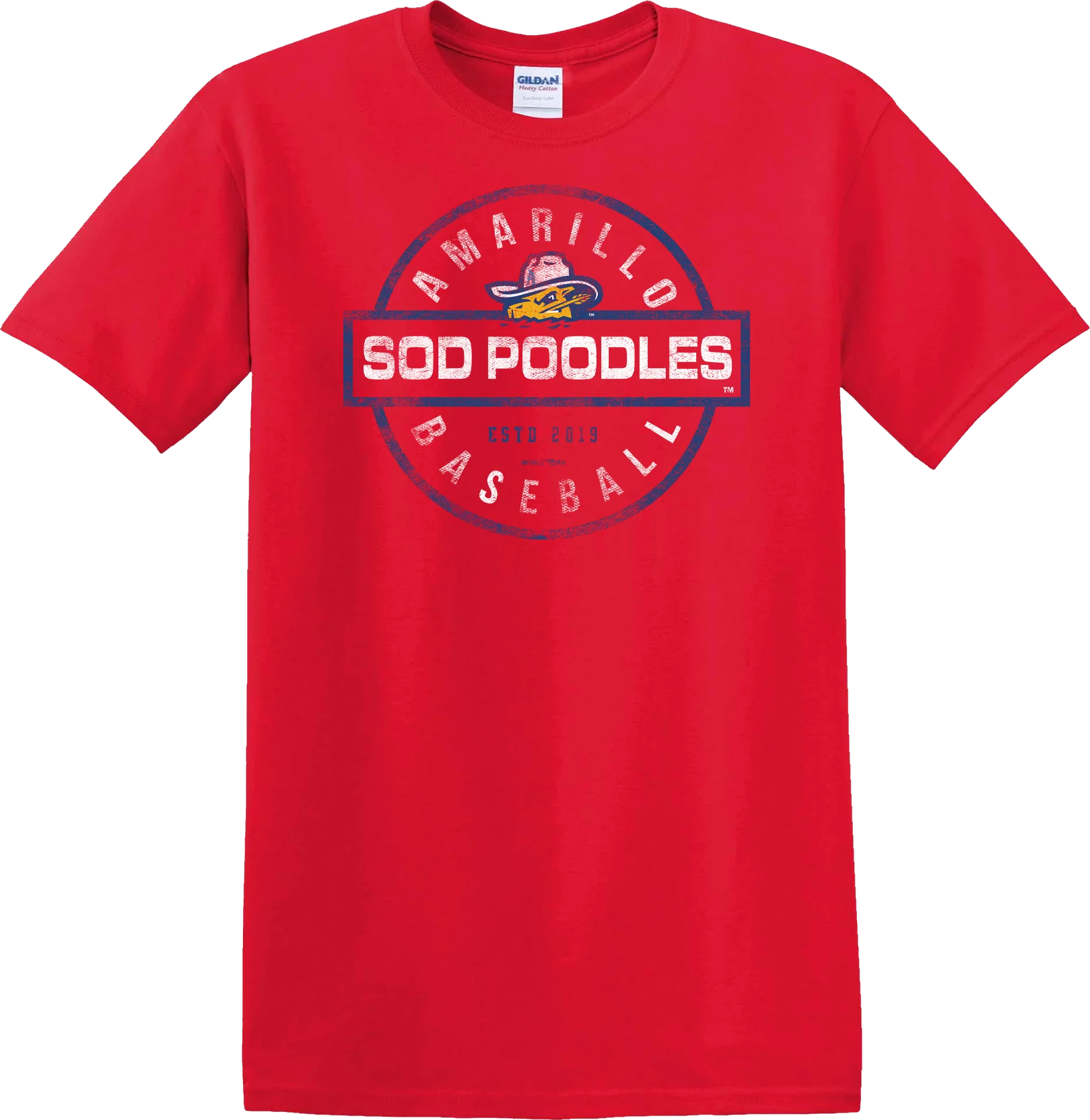 Amarillo Sod Poodles GoTeez Red Brand Label Tee