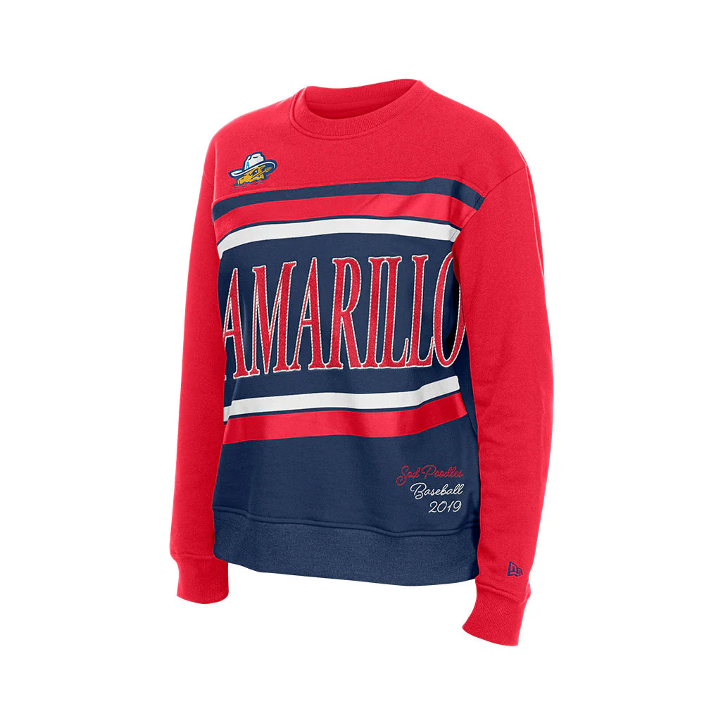 Amarillo Sod Poodles New Era Royal & Red Amarillo Crewneck