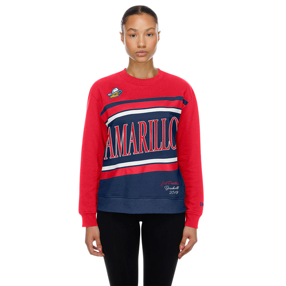 Amarillo Sod Poodles New Era Royal & Red Amarillo Crewneck - Image 3