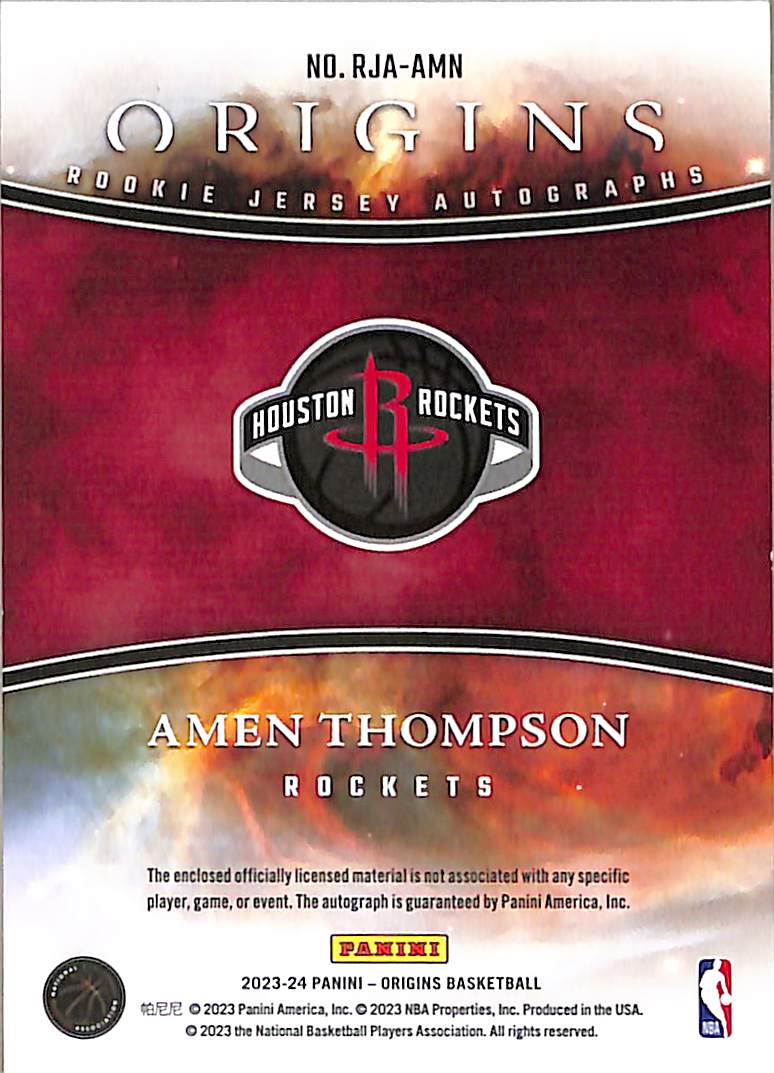 Amen Thompson 2023 Panini Origins #RJA-AMN Rookie - Image 2