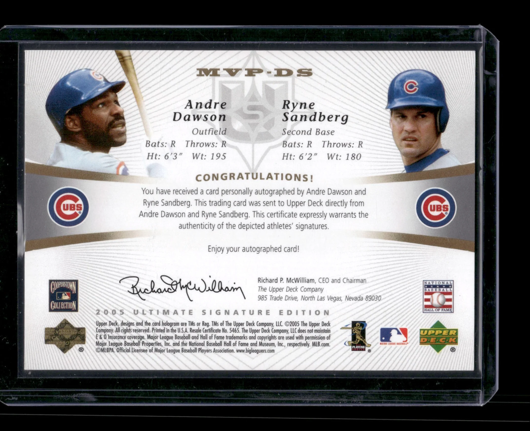 Andre Dawson Ryne Sandberg 2005 Upper Deck Ultima - Image 2