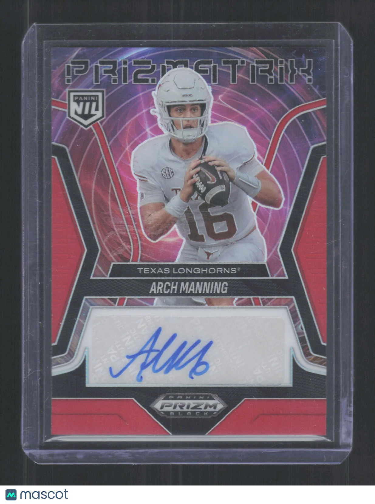Arch Manning 2023 Panini Prizm Black Prizmatrix Signatures #PS-AMG Red /99