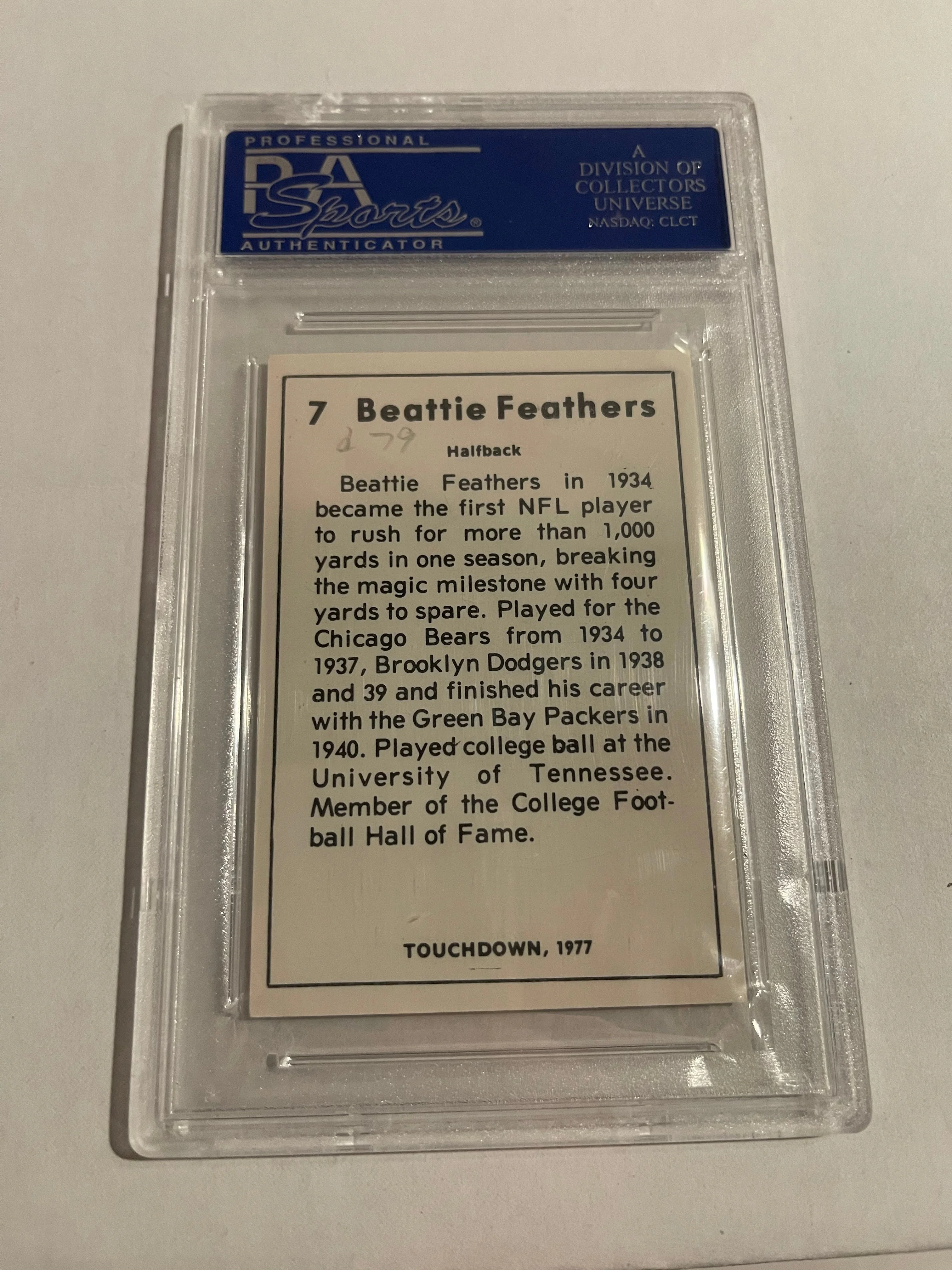 Beattie Feathers 1977 PSA A Auto A - Image 2
