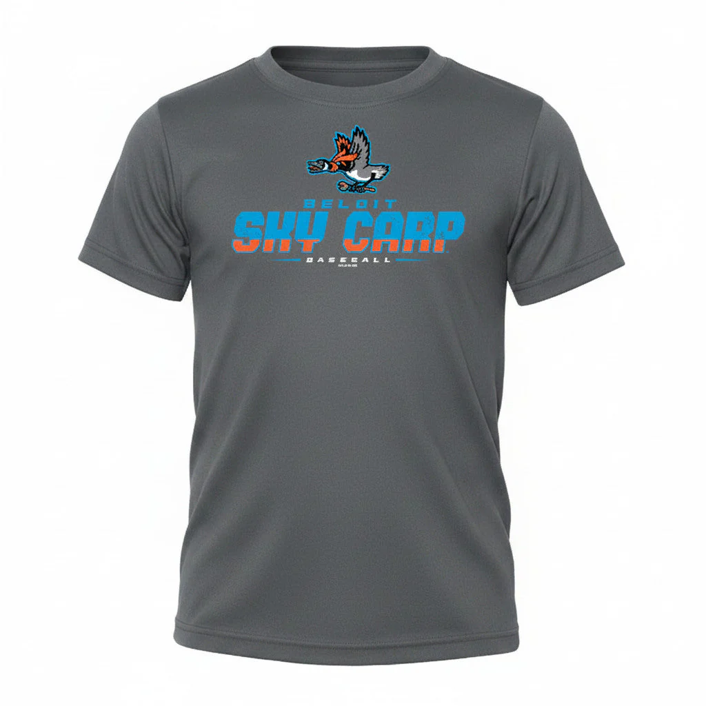 Beloit Sky Carp Baseball Youth T-shirt Graphite - Image 2