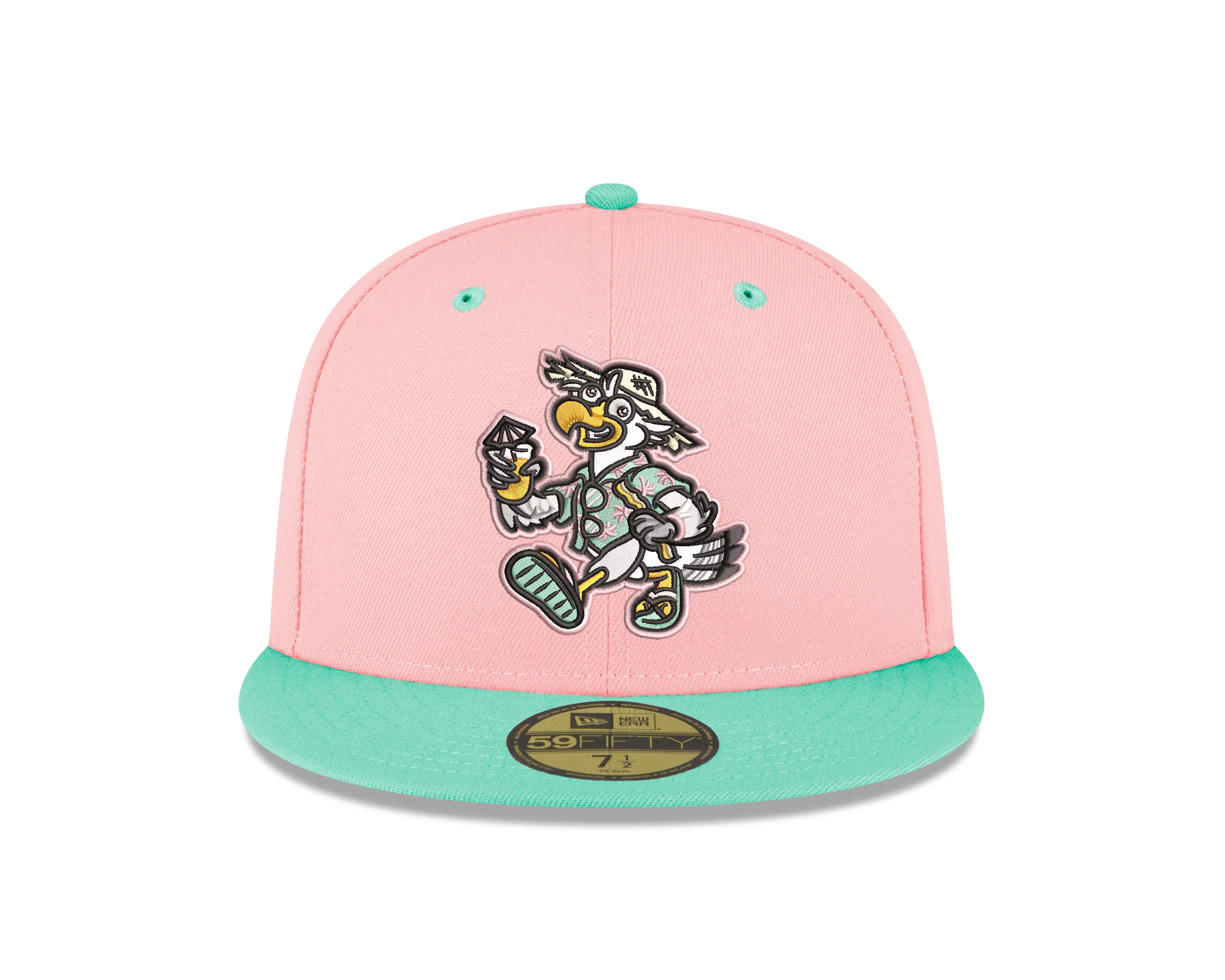Biloxi Beach Chickens 59FIFTY Pink and Teal Fitted Cap