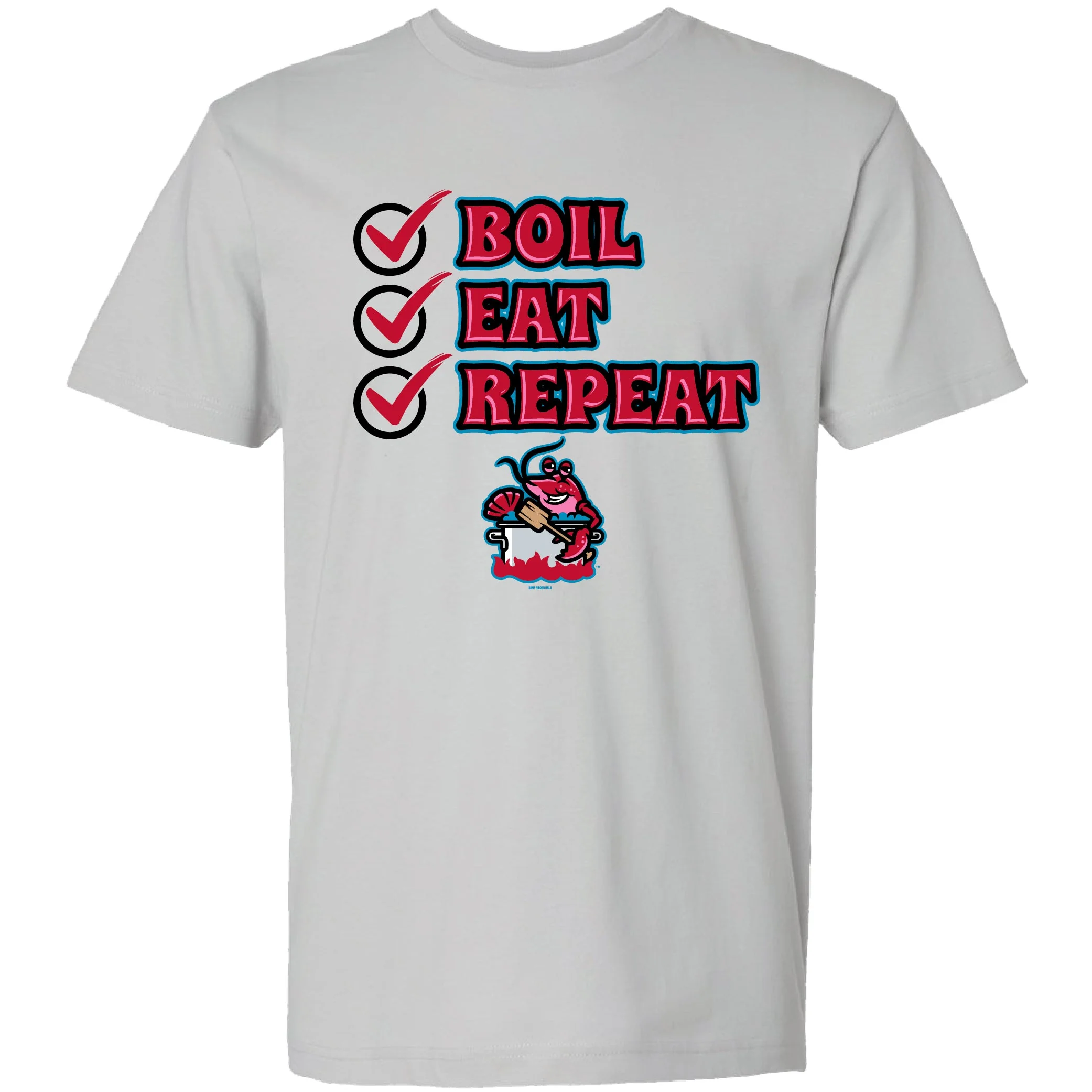 Biloxi Mudbugs Boil, Eat, Repeat Primary Logo Tee in Silver