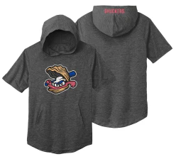 Biloxi Shuckers 108 Stitches Short Sleeve Hoodie with Batting Oyster Logo