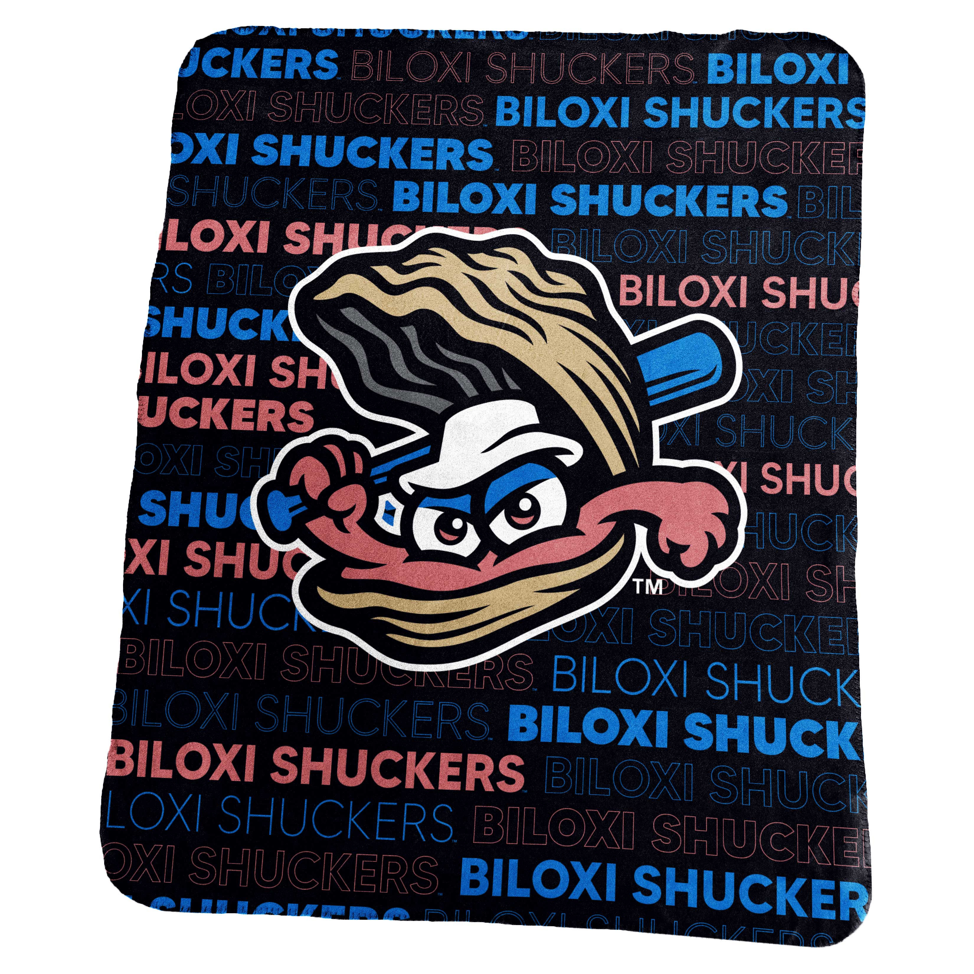 Biloxi Shuckers Fleece Throw with Alternate Batting Oyster 50"x60"