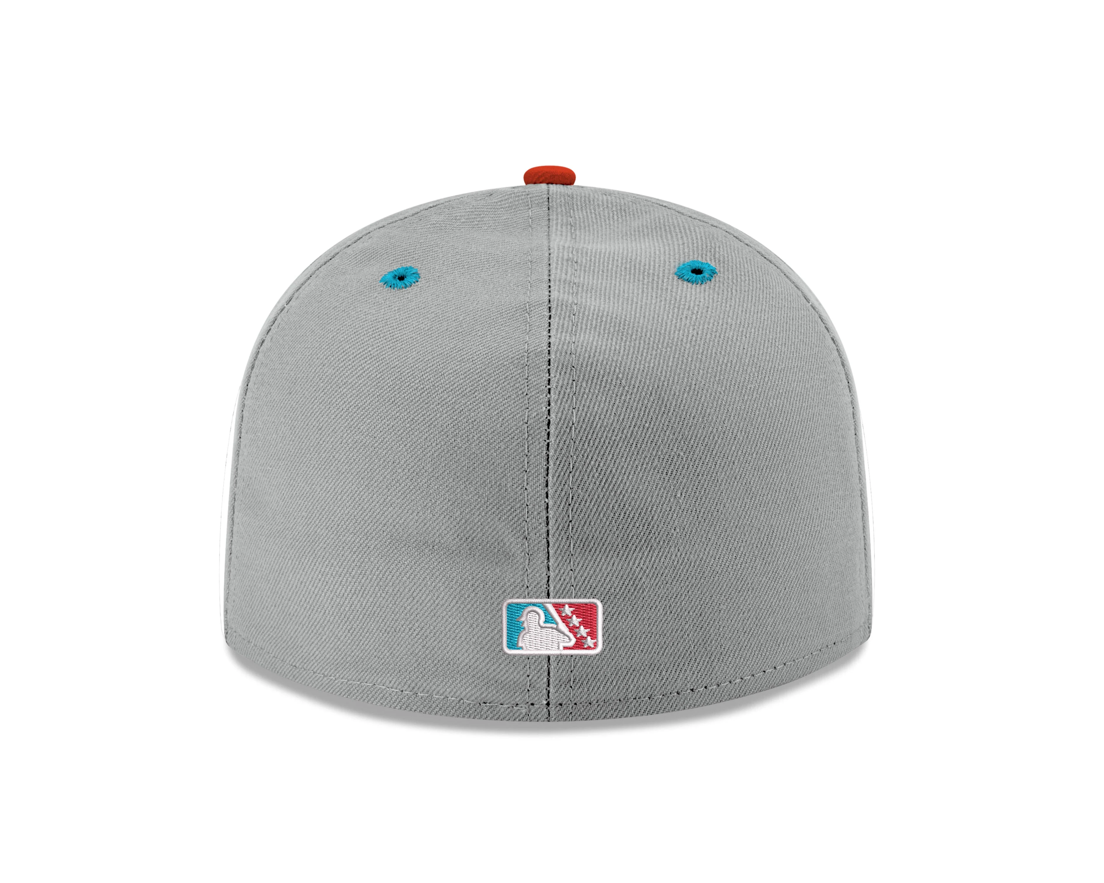 Biloxi Shuckers New Era On-Field 59Fifty Biloxi Mudbugs Gray/Red Cap - Image 4