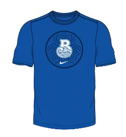 Biloxi Shuckers Nike Dri-Fit Cotton Tee with Soccer Ball and B Home Logo