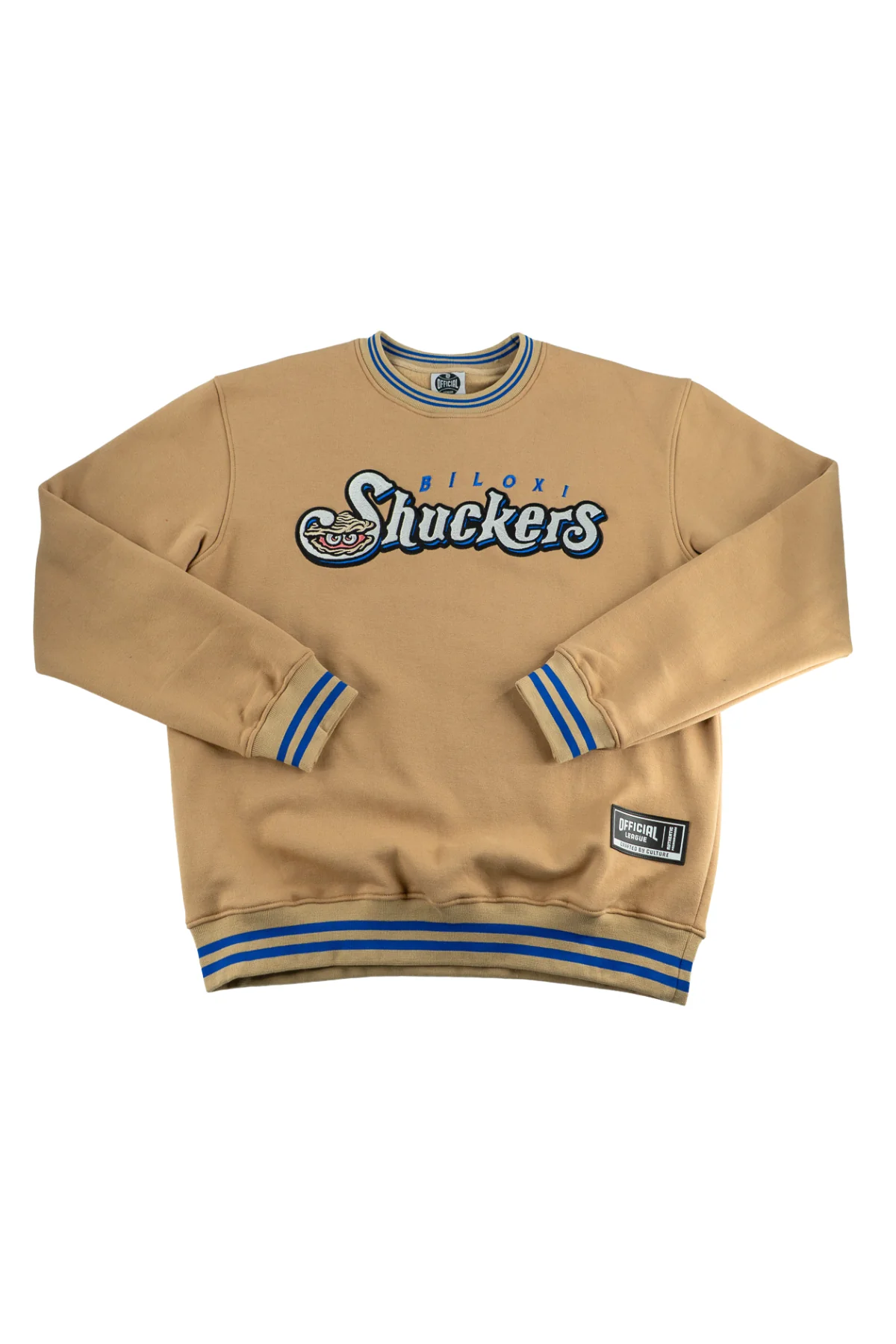 Biloxi Shuckers Official League Crew Neck Sweatshirt with Fabric Applique