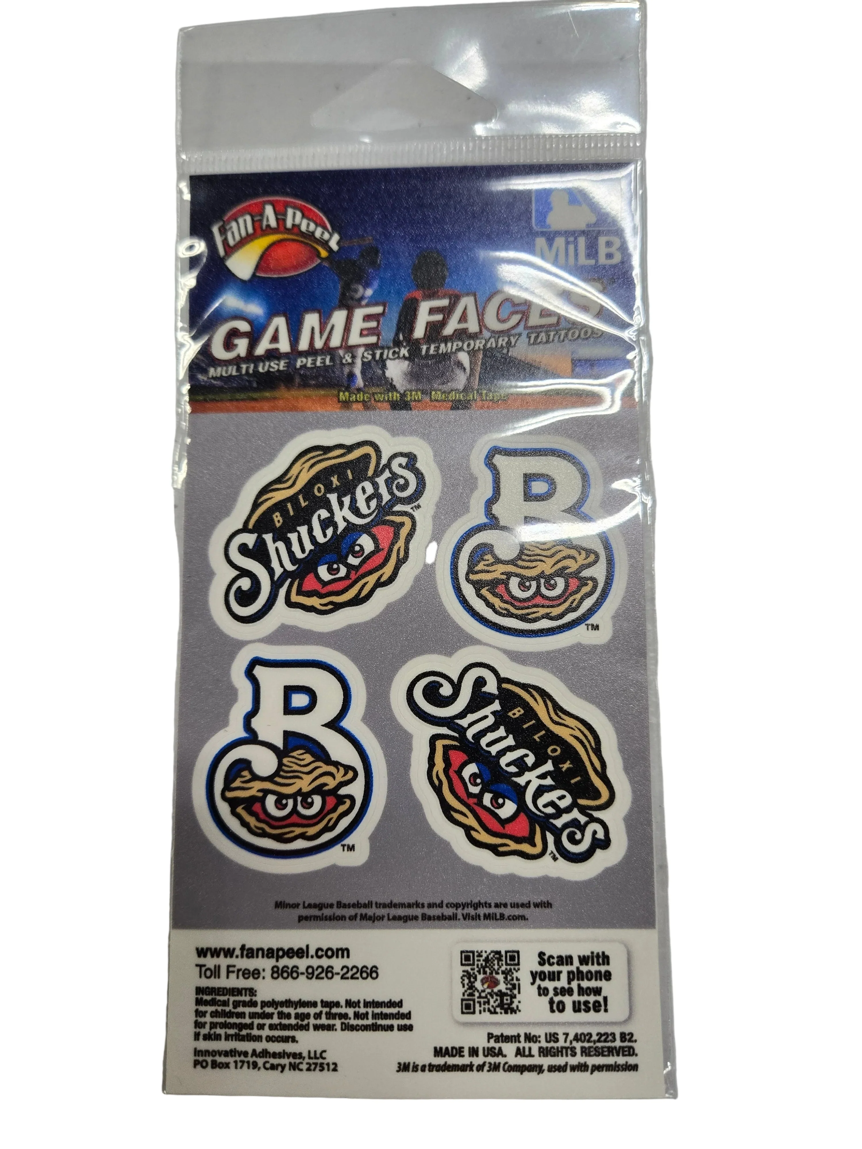 Biloxi Shuckers Peel and Stick Tattoos