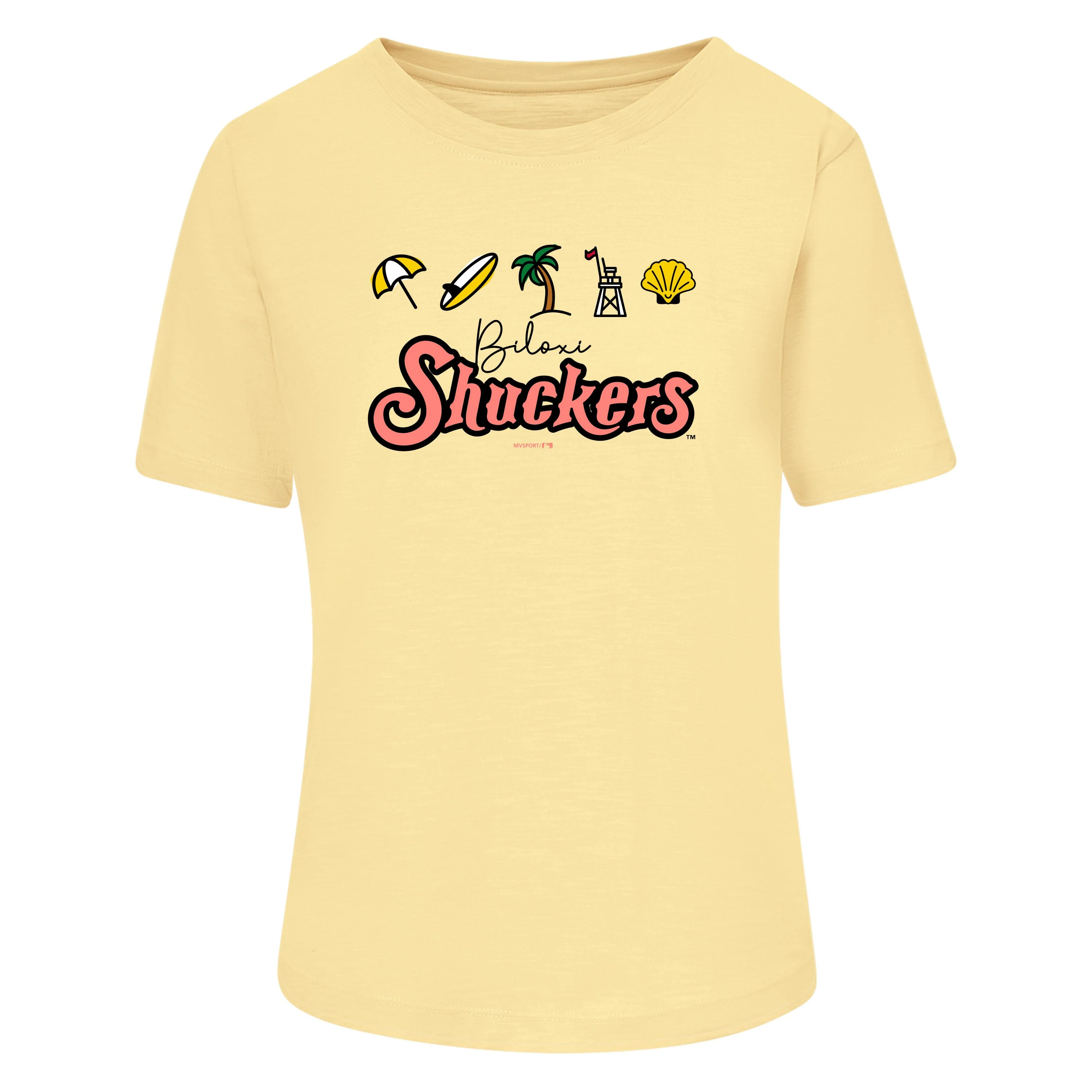 Biloxi Shuckers Women's Tee with Beach Scene