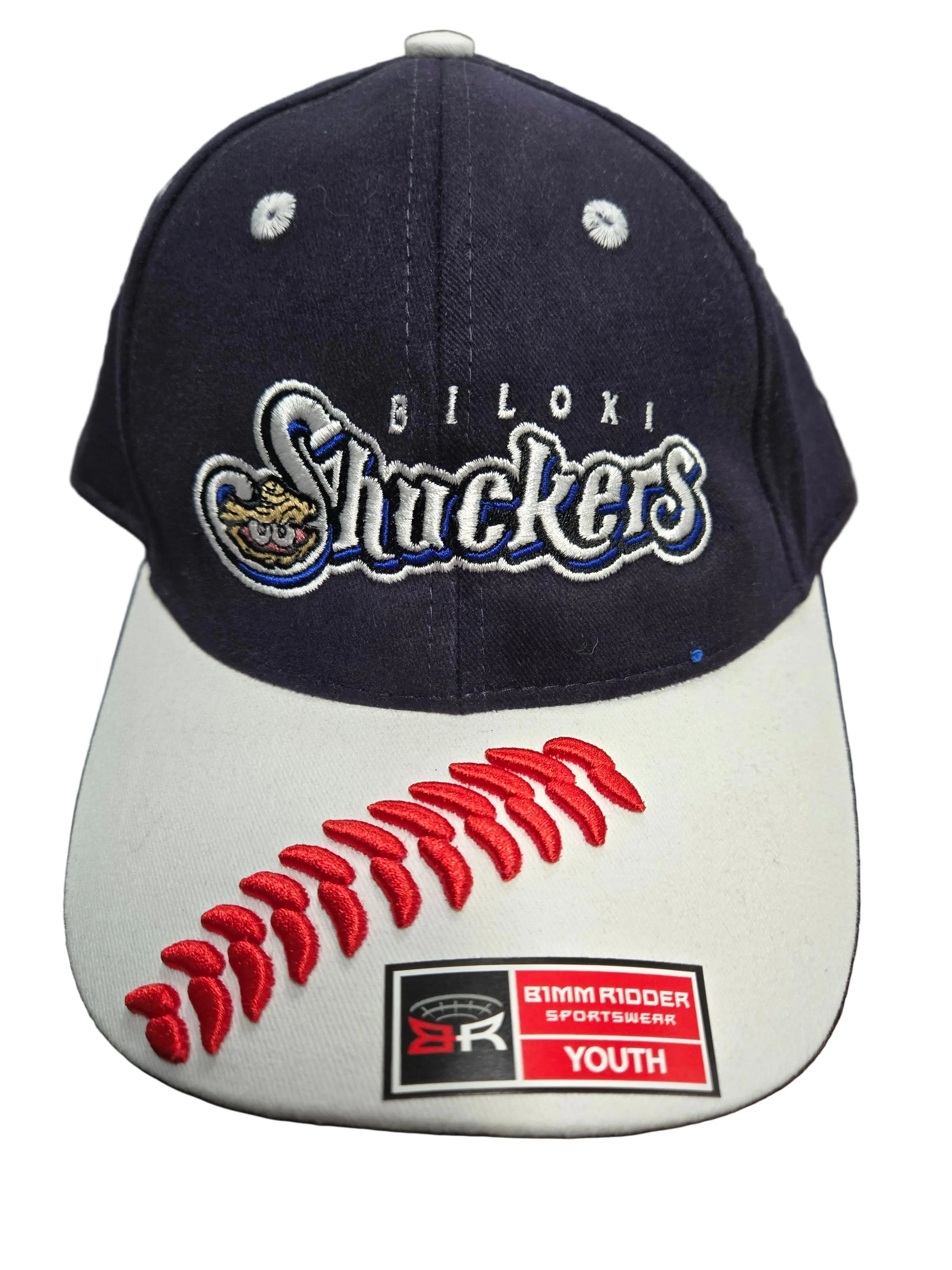 Biloxi Shuckers Youth Baseball Cap with Baseball Stitching on bill