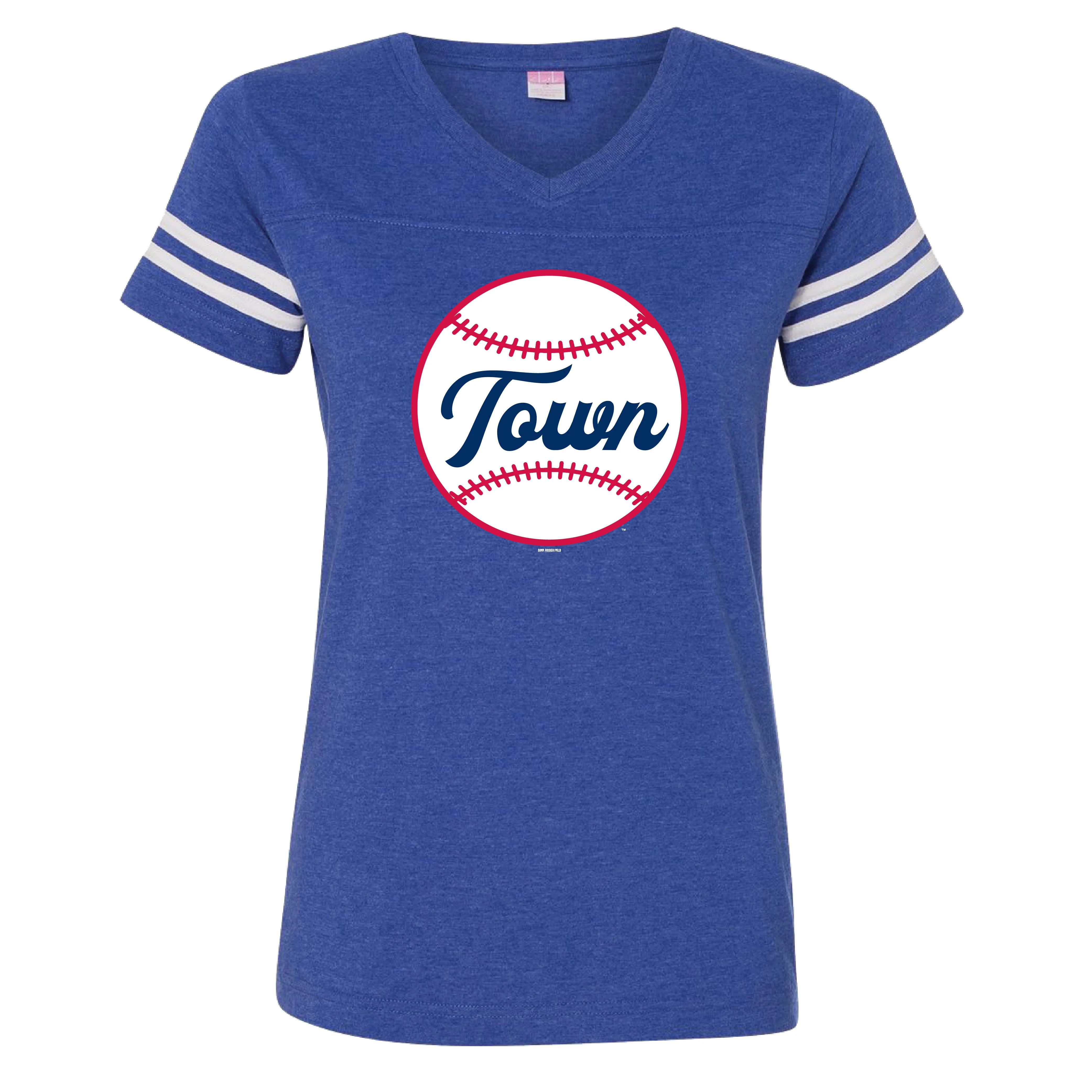 Bimmridder Blue Baseballtown Sporty Women's V-Neck T-Shirt