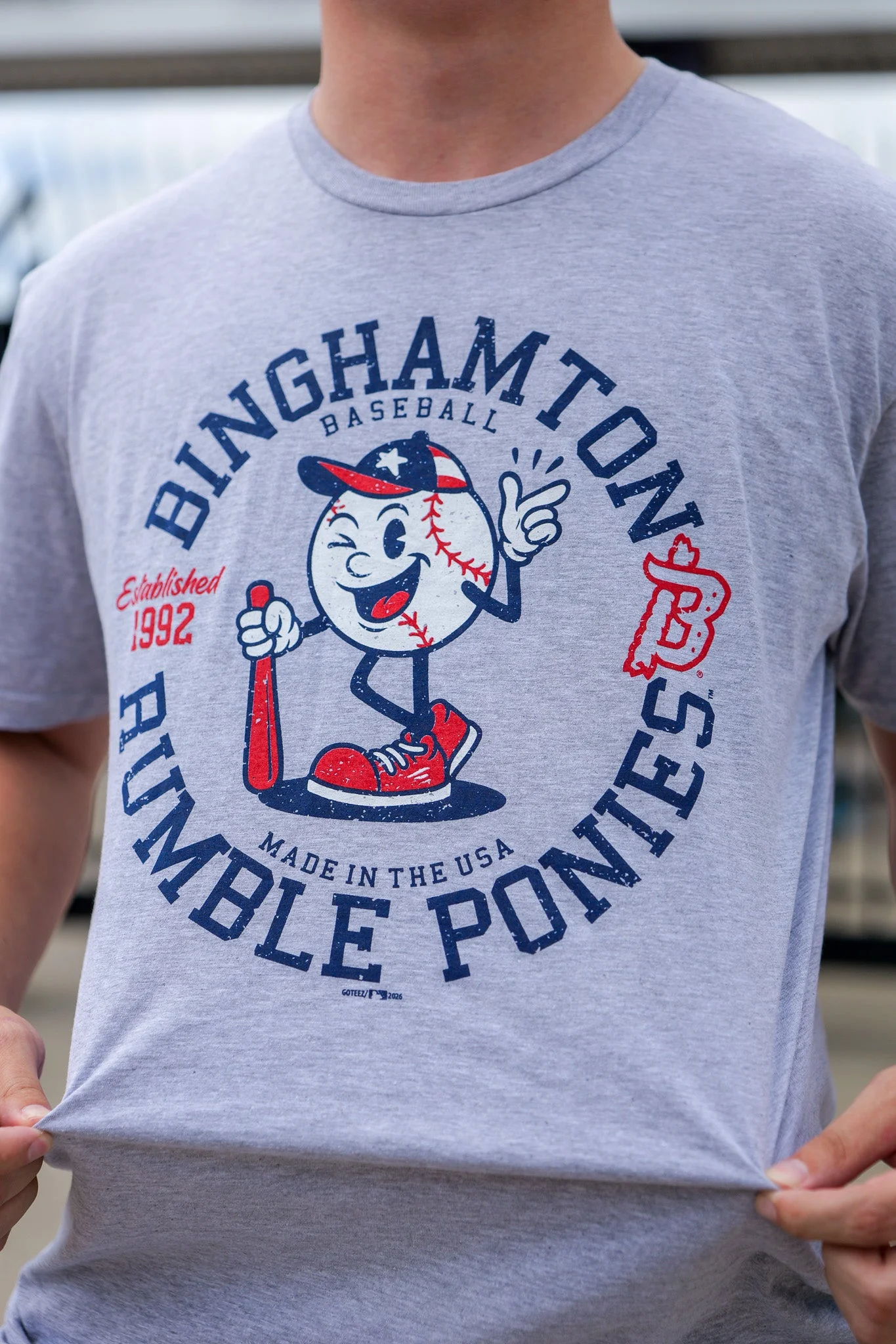 Binghamton Rumble Ponies Mens All American T-Shirt Grey