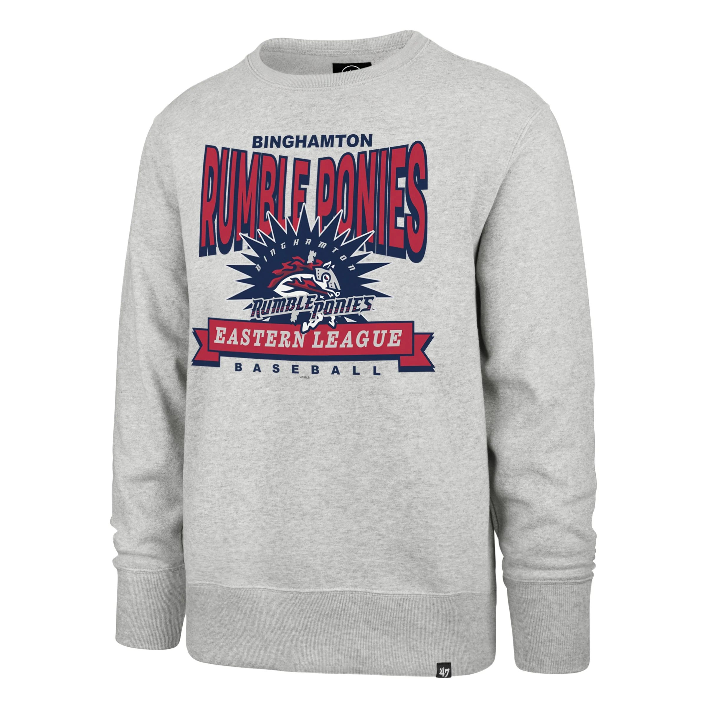 Binghamton Rumble Ponies Relay Grey Twelve Six Headline Crewneck