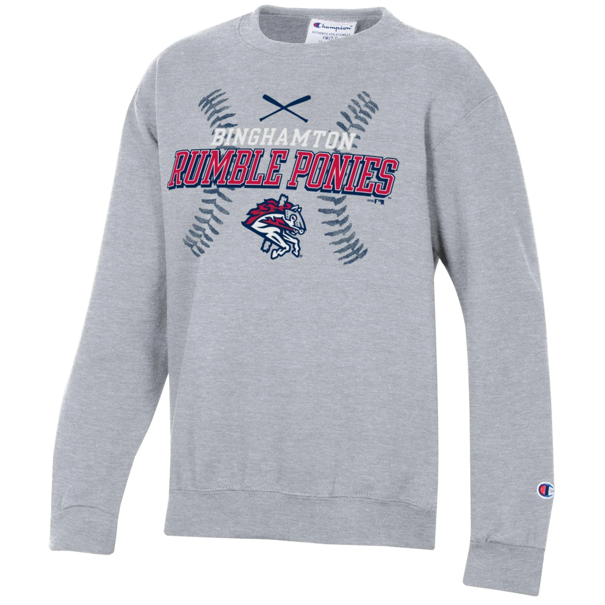 Binghamton Rumble Ponies Youth Crossed Bat Crewneck