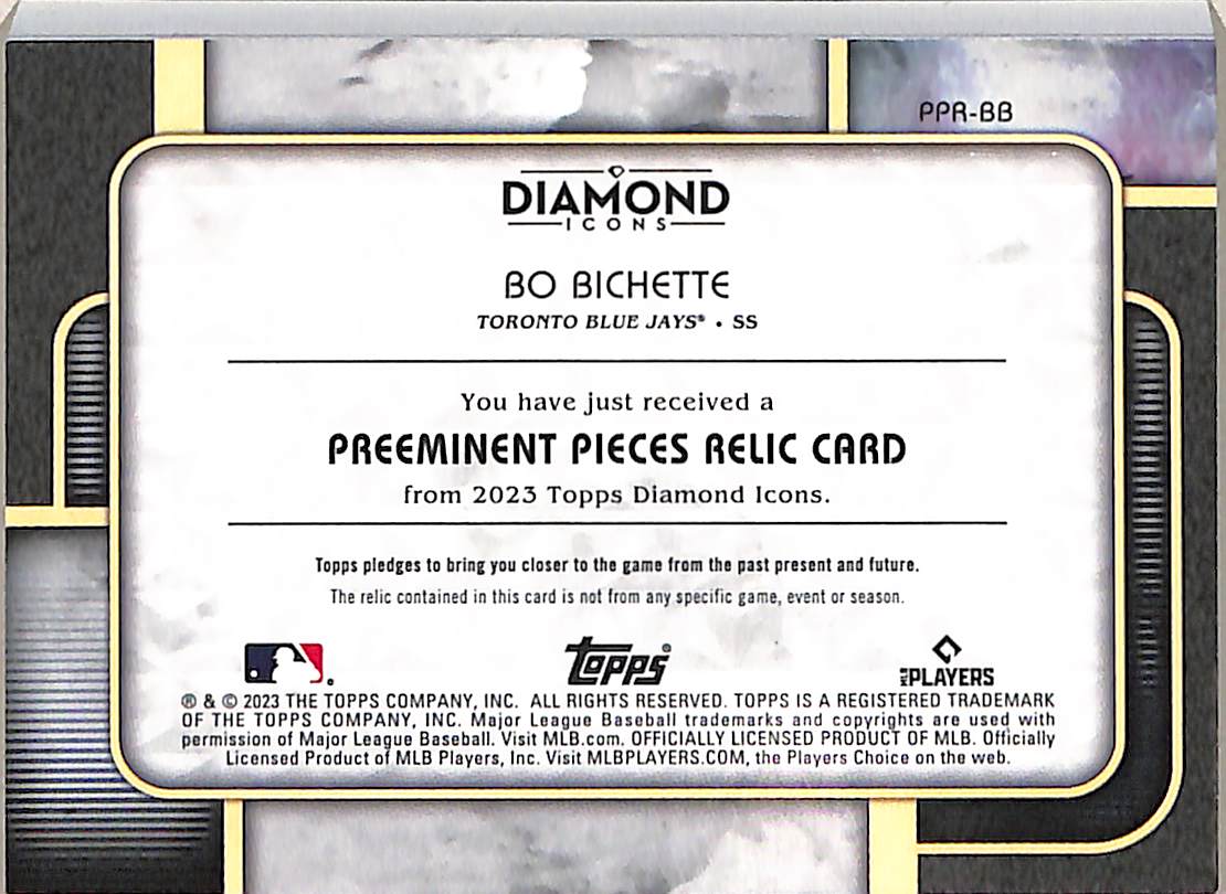 Bo Bichette 2023 Topps Diamond Icons #PPR-BB 02/1 - Image 2