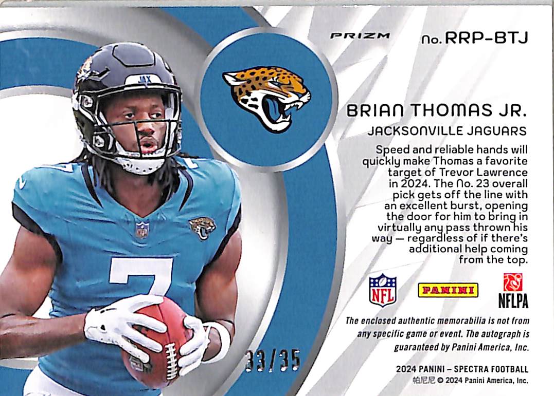 Brian Thomas Jr. 2024 Spectra Prizm Radiant Rooki - Image 2