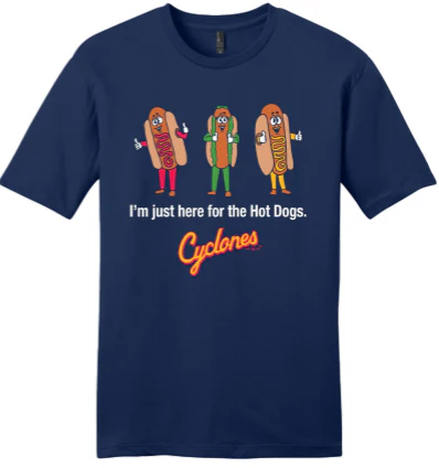 Brooklyn Cyclones Mens Here for Hot Dogs T-Shirt Navy