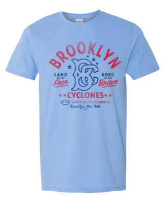 Brooklyn Cyclones Mens Vintage USA T-Shirt Carolina Blue