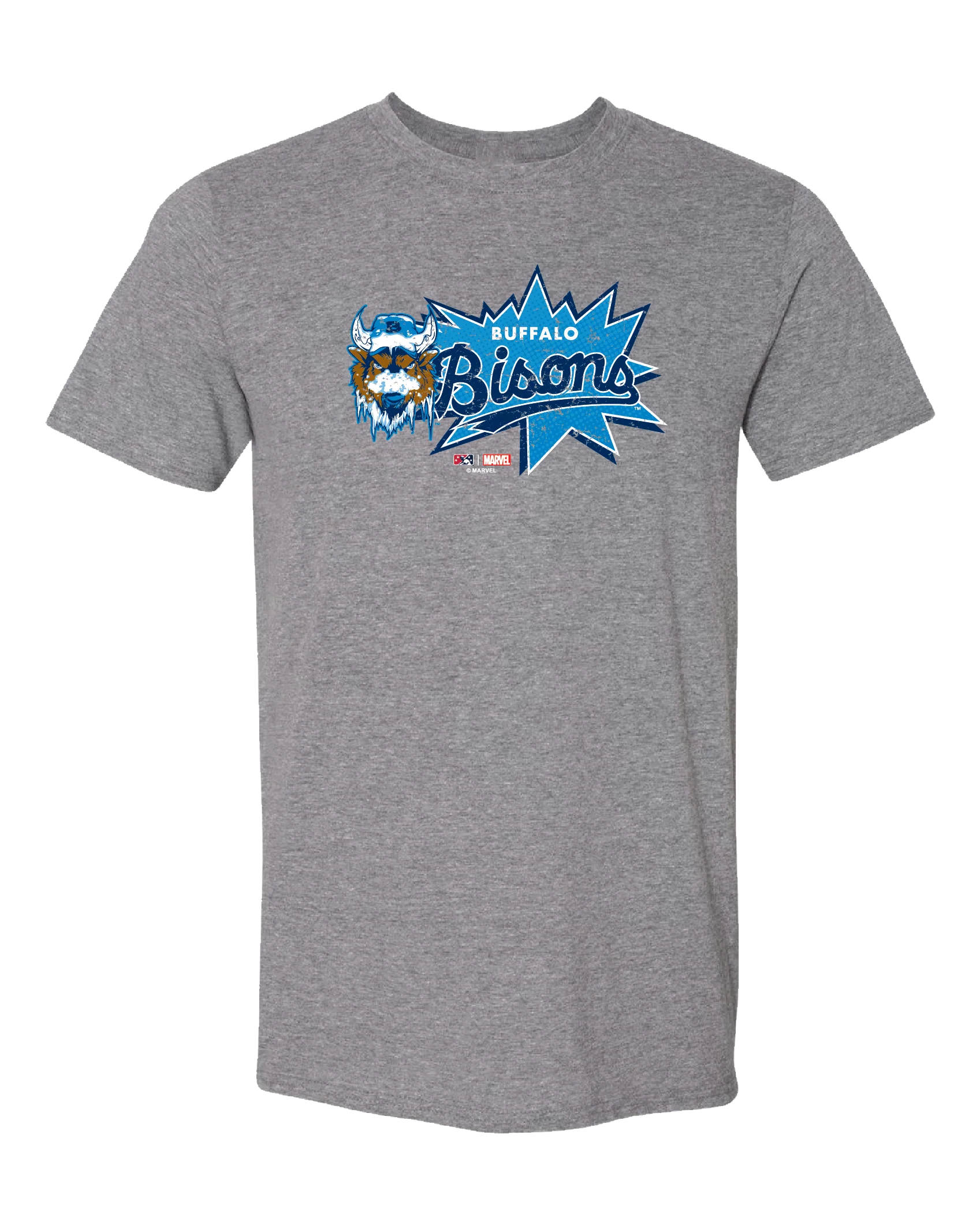 Buffalo Bisons Marvel's Defenders of the Diamond Heather Graphite Burst Tee