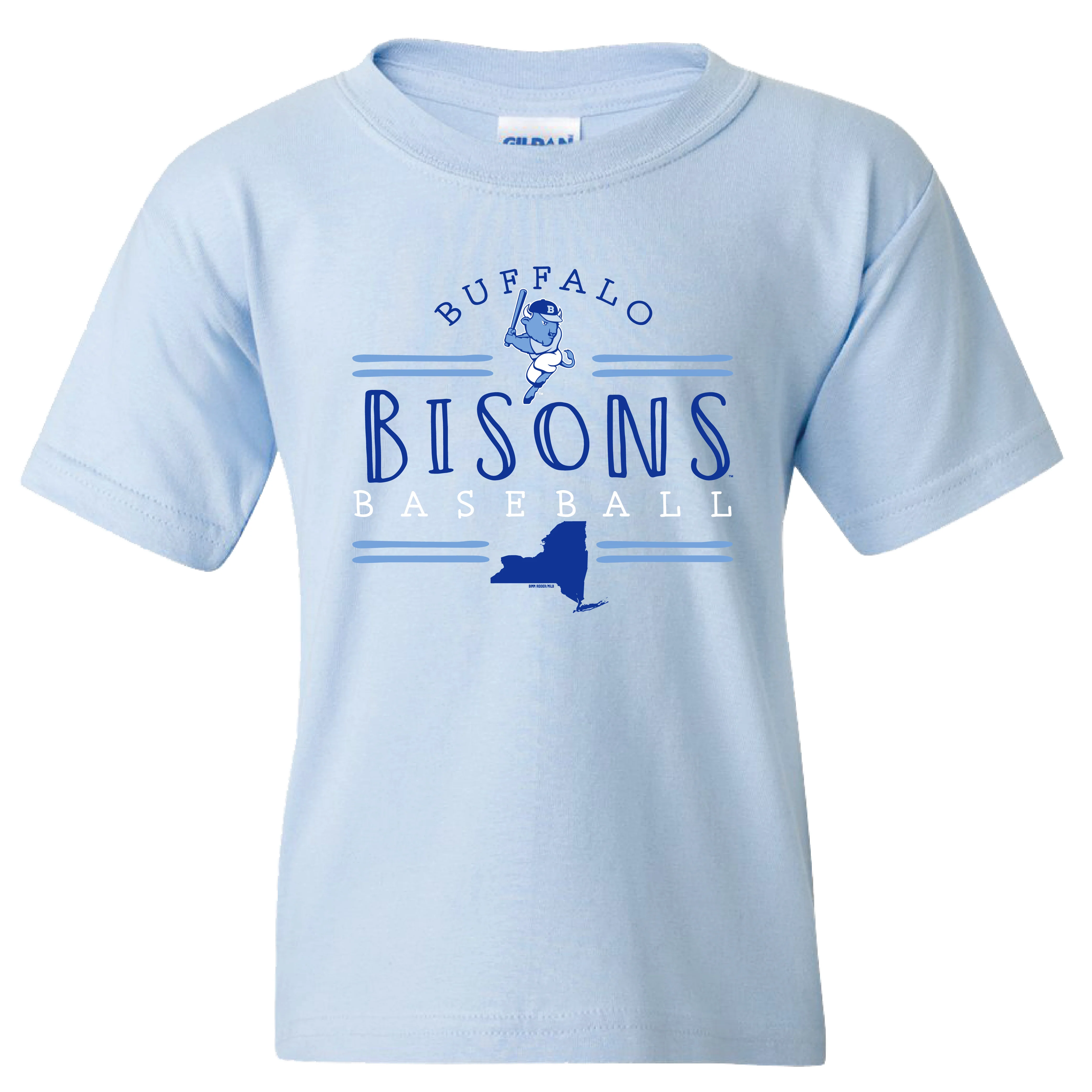 Buffalo Bisons Youth Lt Blue Handdrawn Tee