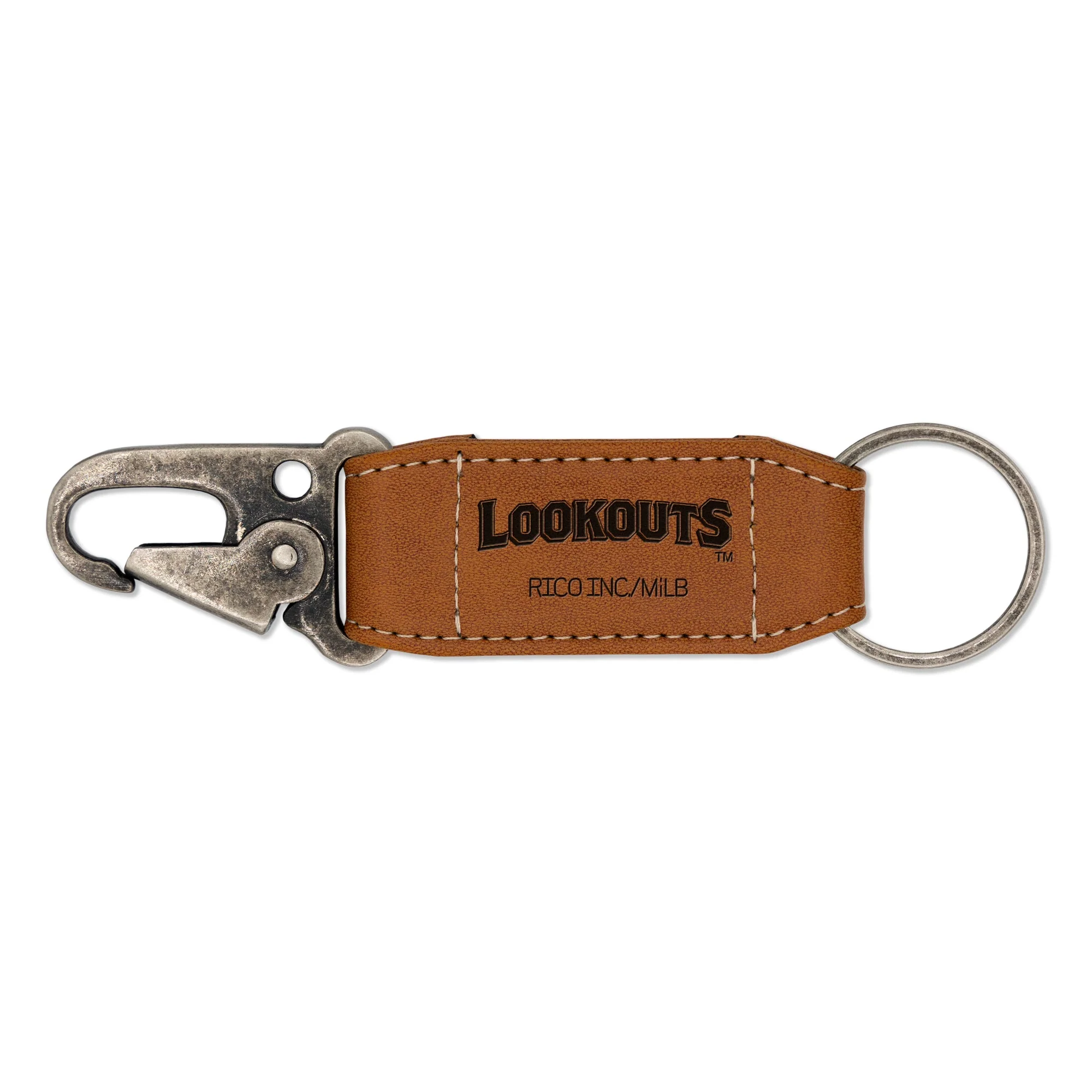 Chattanooga Lookouts Brown Engraved Leather Carabiner Keychain
