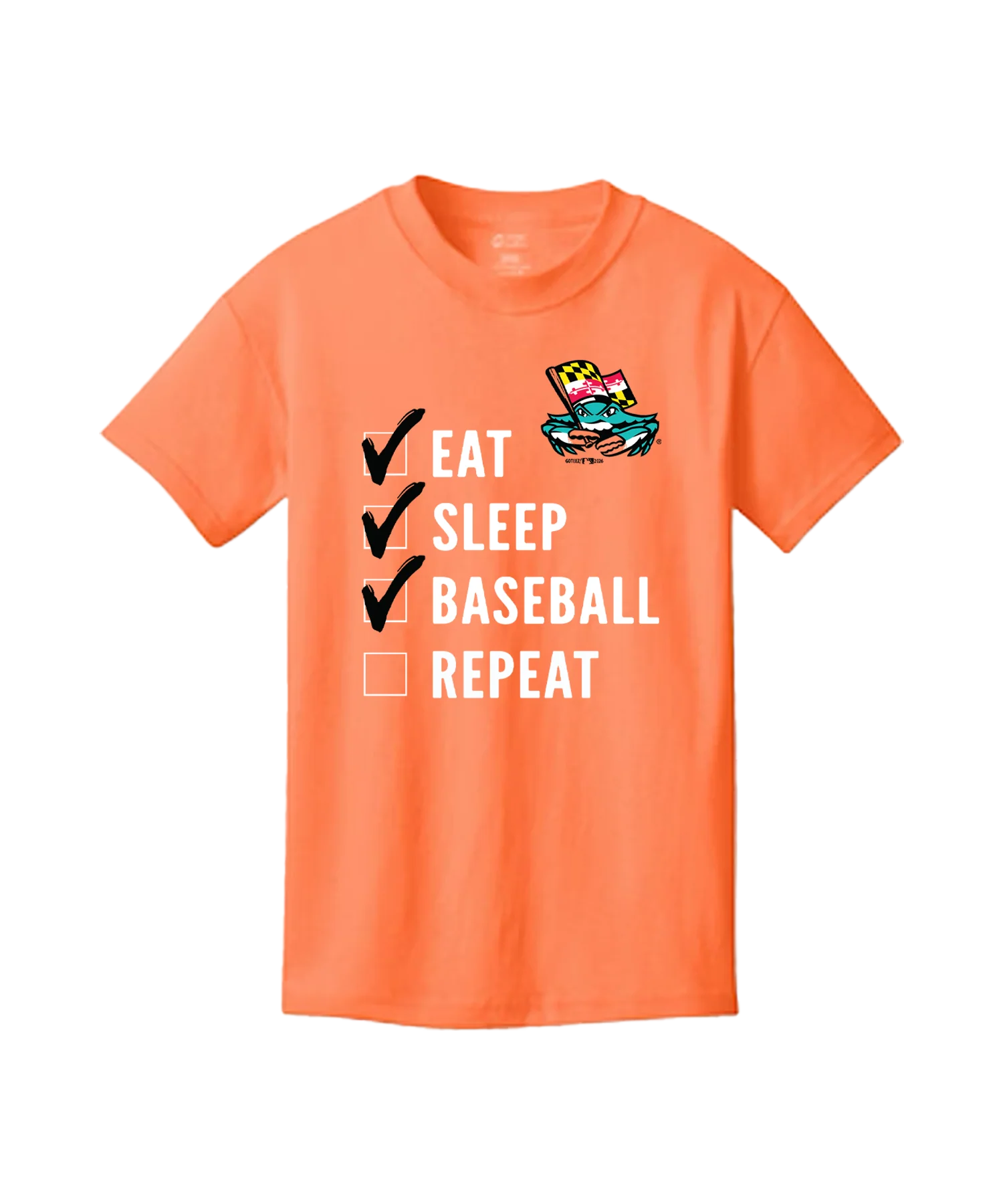 Chesapeake Baysox YOUTH Eat Sleep Repeat ORANGE