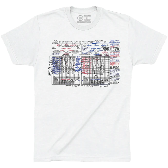 Chicago Cubs Pat Hughes Scorecard T-Shirt by Obvious Shirts
