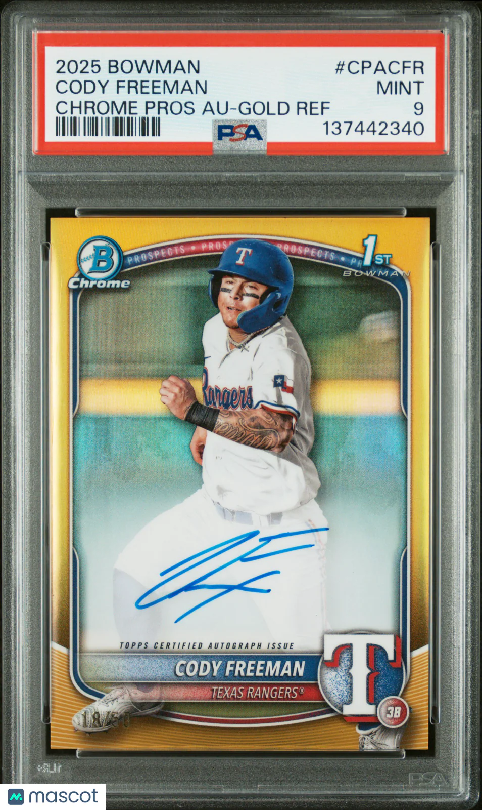 Cody Freeman 2025 Bowman Chrome Prospect Autograp