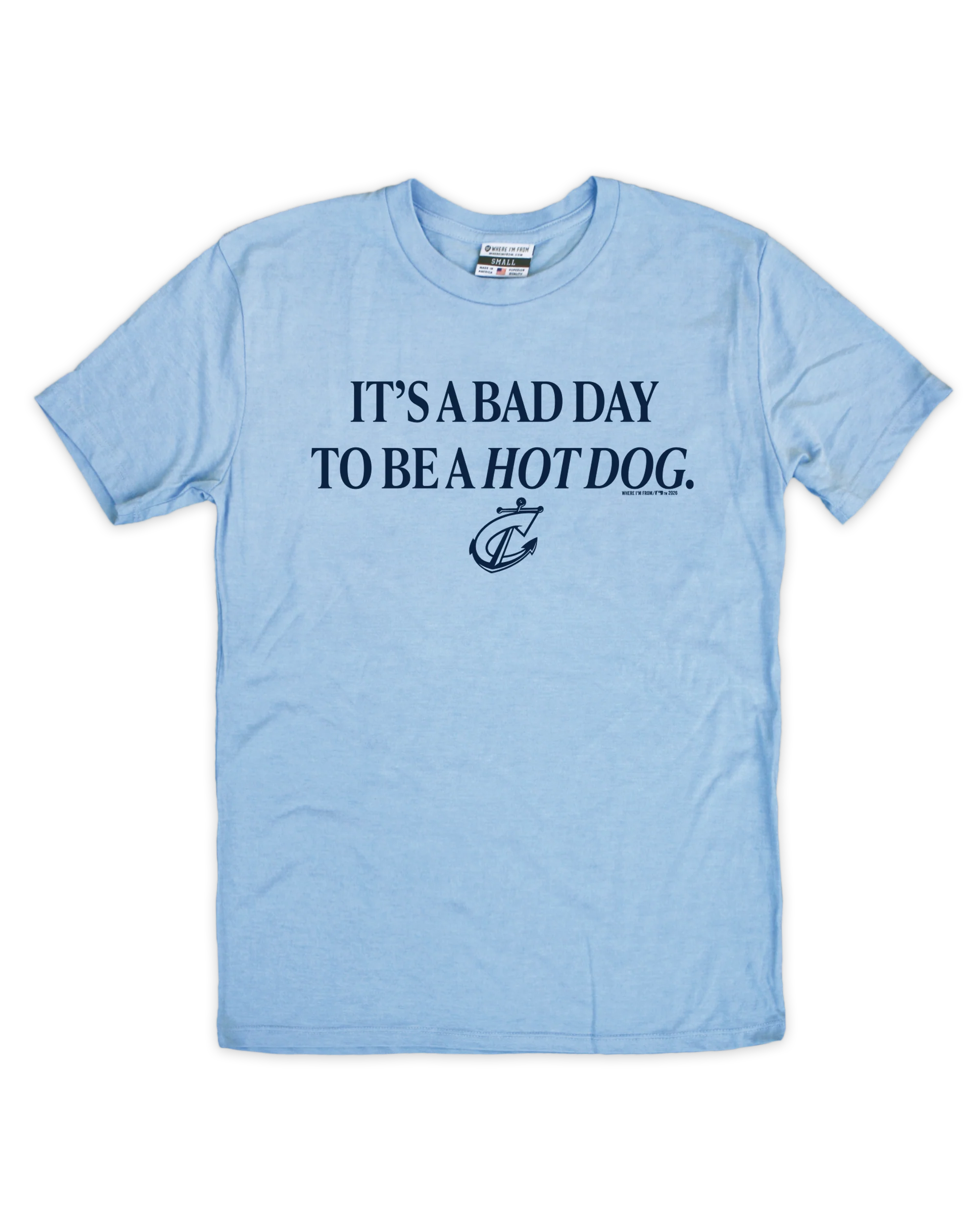 Columbus Clippers Baby Blue Bad Day Hot Dog Tee