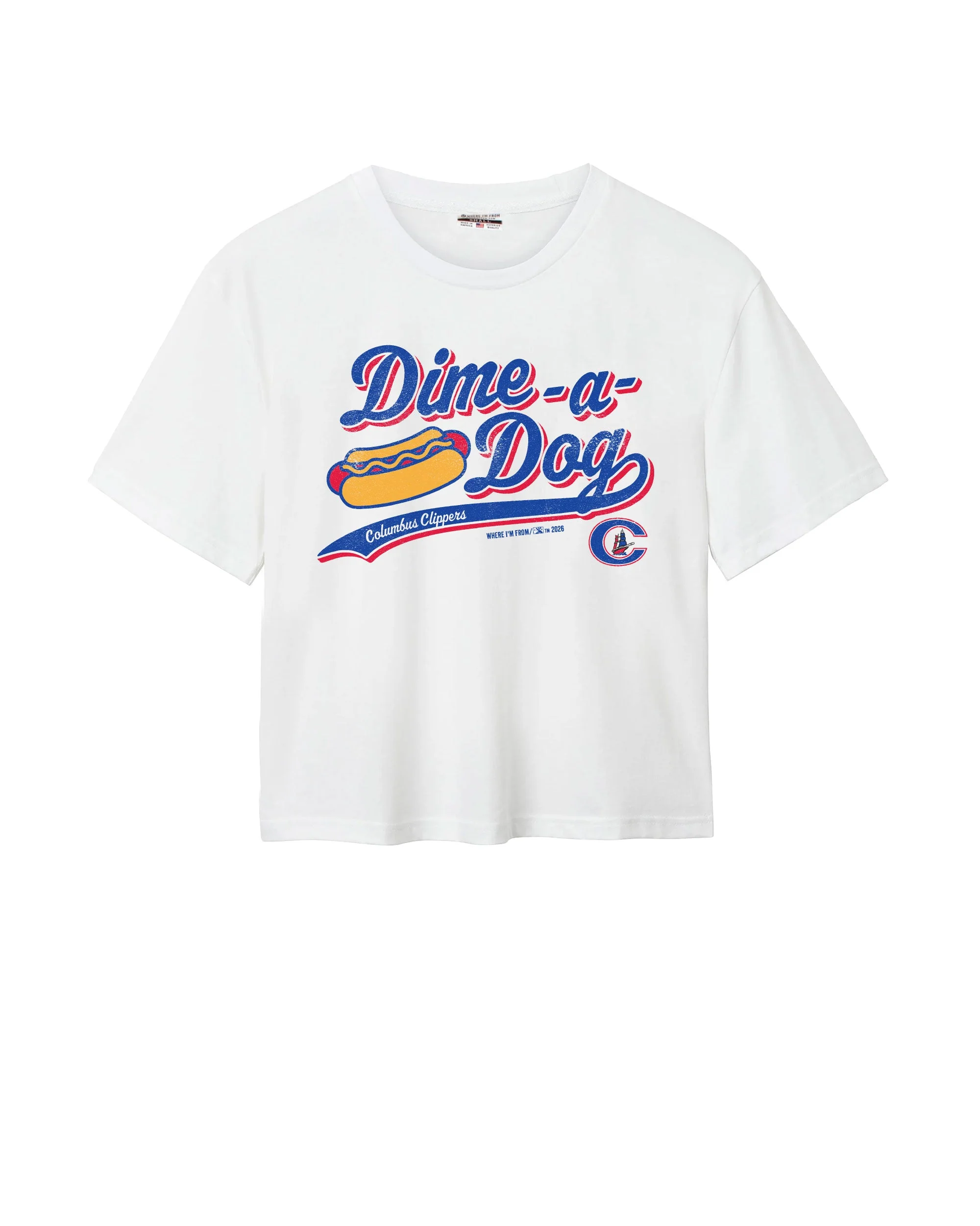 Columbus Clippers Women's Dime A Dog Script White Easy Tee