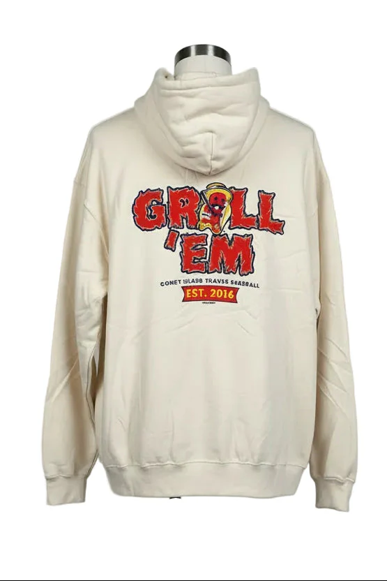 Coney Island Franks Mens Grill Em Fleece Hoodie Cream - Image 2