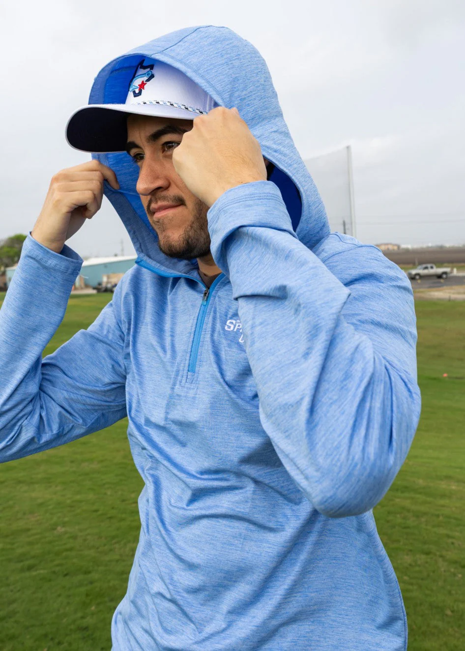 Corpus Christi Hooks Antigua - 1/4 Zip Pullover Hood Tidy - Image 3