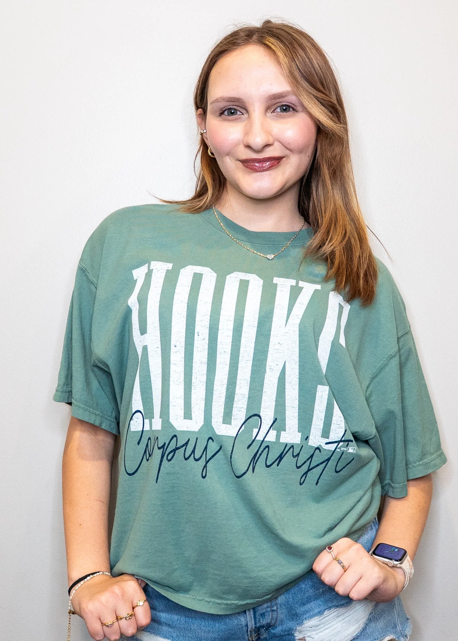 Corpus Christi Hooks Comfort Wash - Women's - Boxy Cropped Tee Script