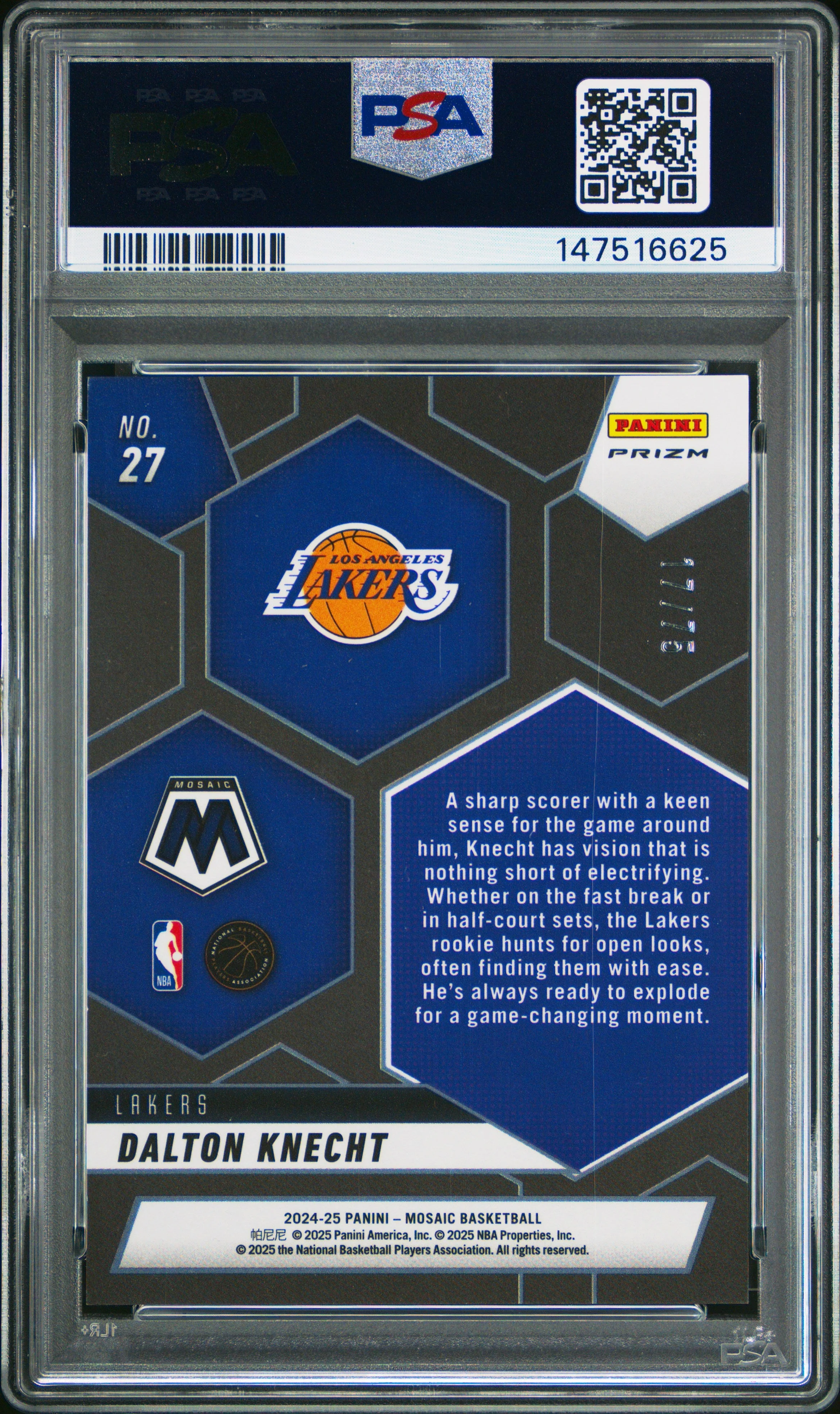 Dalton Knecht 2024 Panini Mosaic Montage #27 Bronze /75 PSA 10 - Image 2