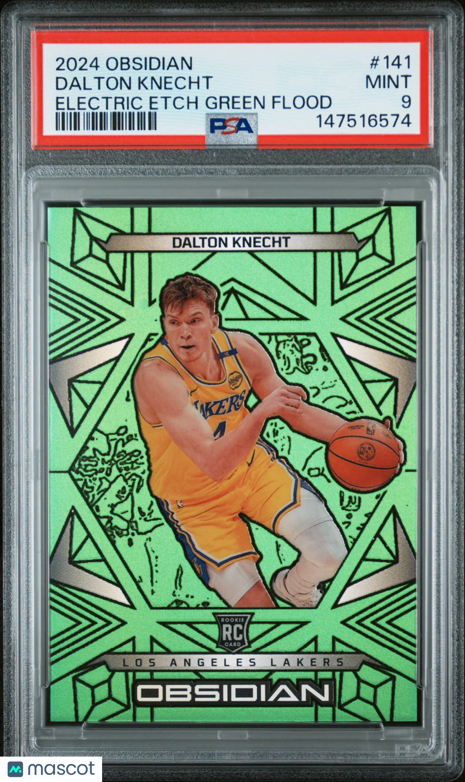 Dalton Knecht 2024 Panini Obsidian #141 Electric Etch Green Flood PSA 9