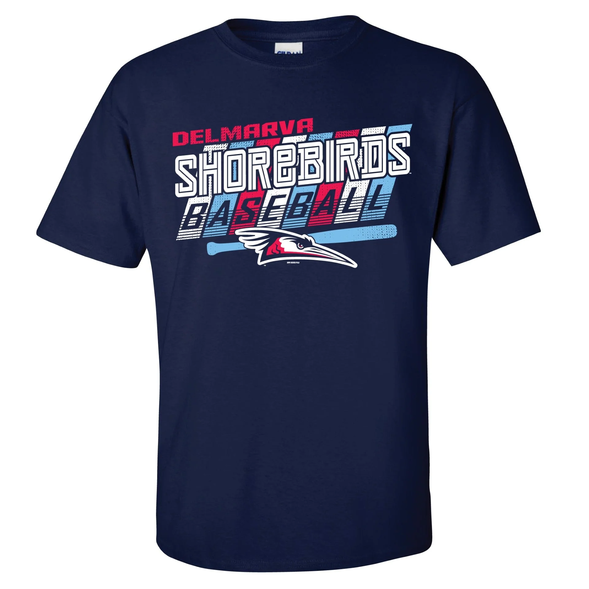 Delmarva Shorebirds Bimm Ridder Red, White, & Blue Base Hit Tee