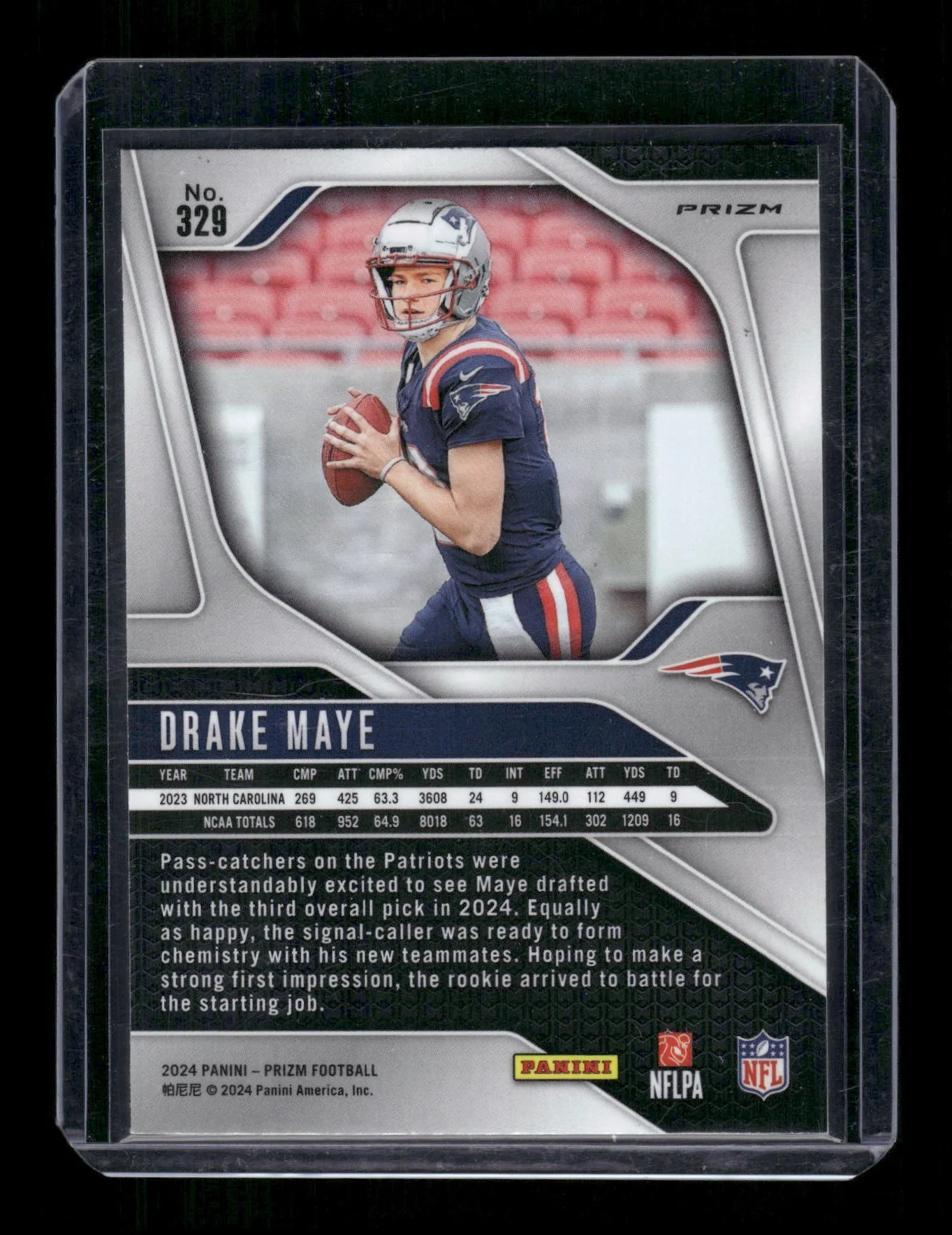 Drake Maye 2024 Panini Prizm #329 Silver - Image 2